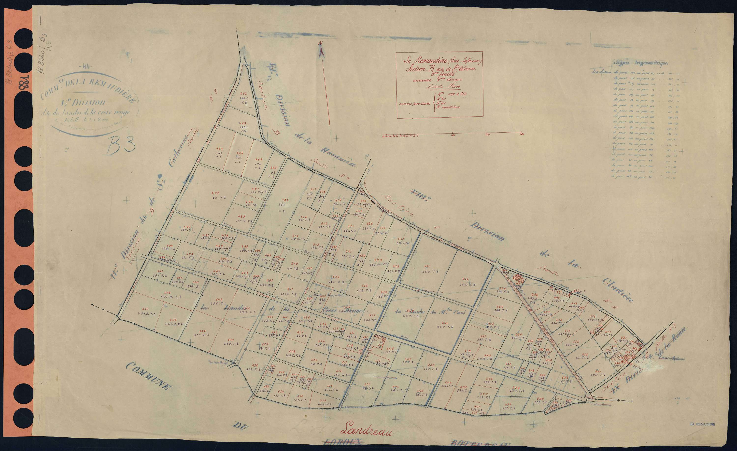 La Remaudière - Section B3 Sainte-Catherine (section de) . 482-652