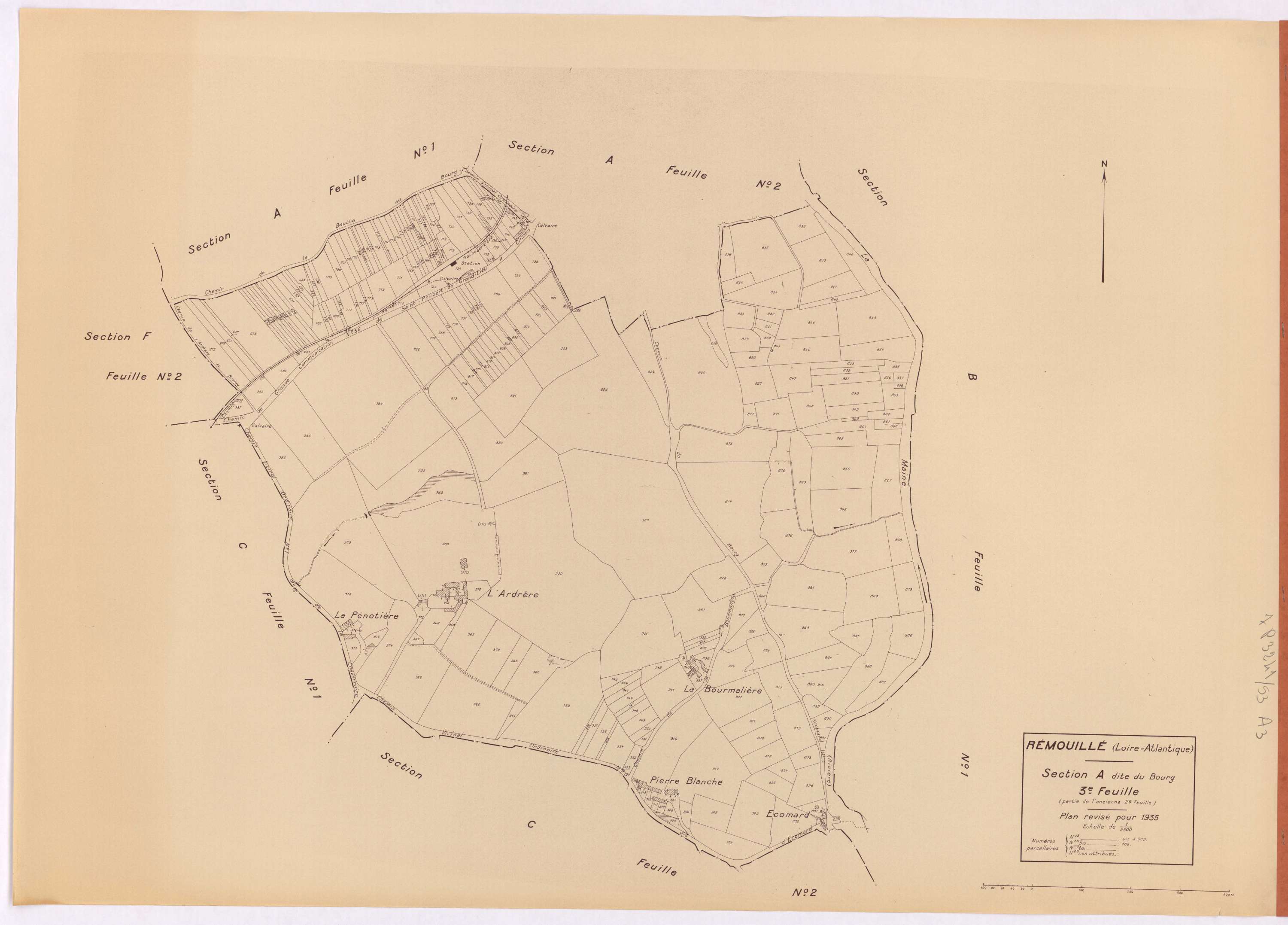 Remouillé - Section A3 Bourg (section du) ; 675-989
