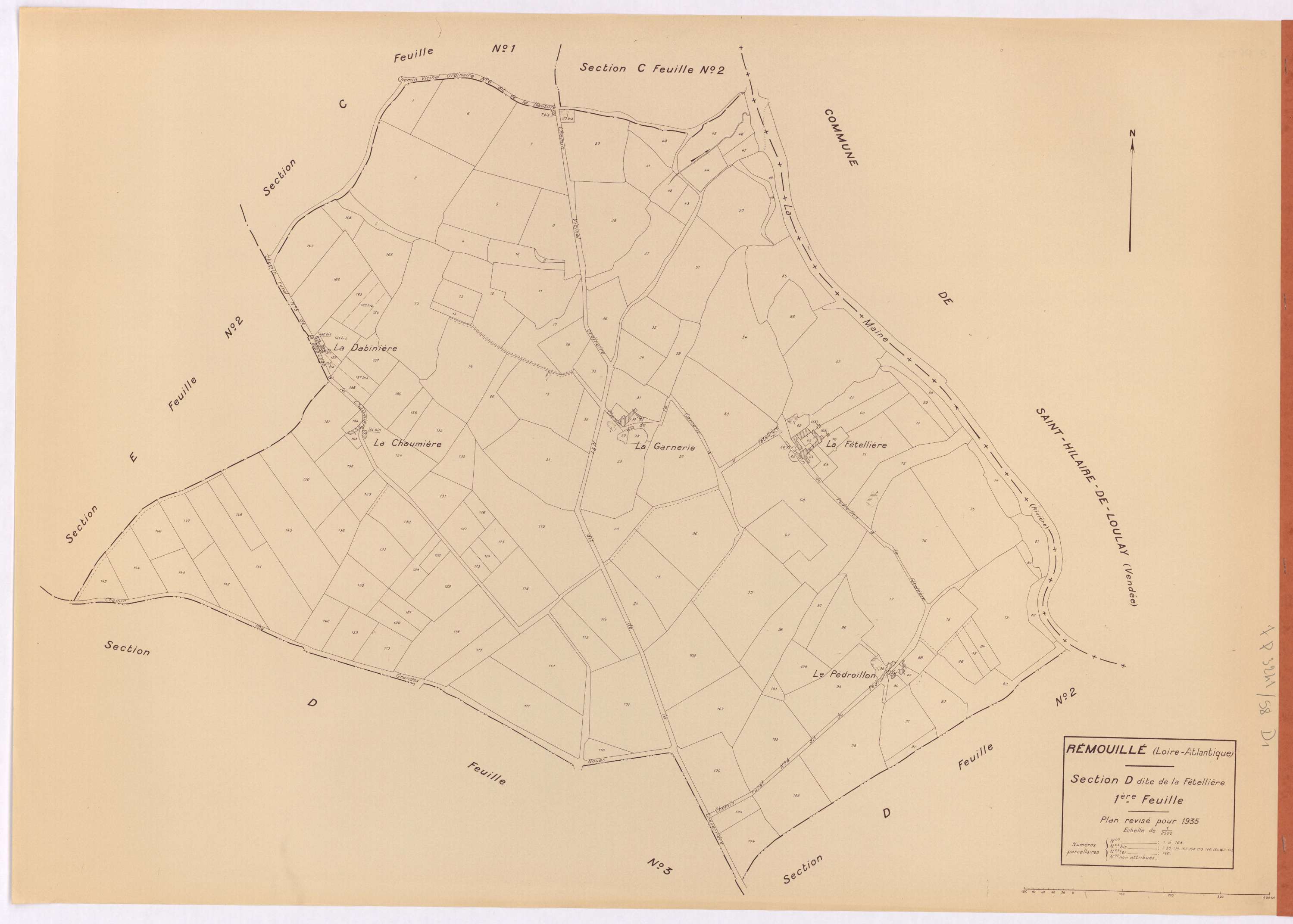 Remouillé - Section D1 Fétellière (section de La) ; 1-168