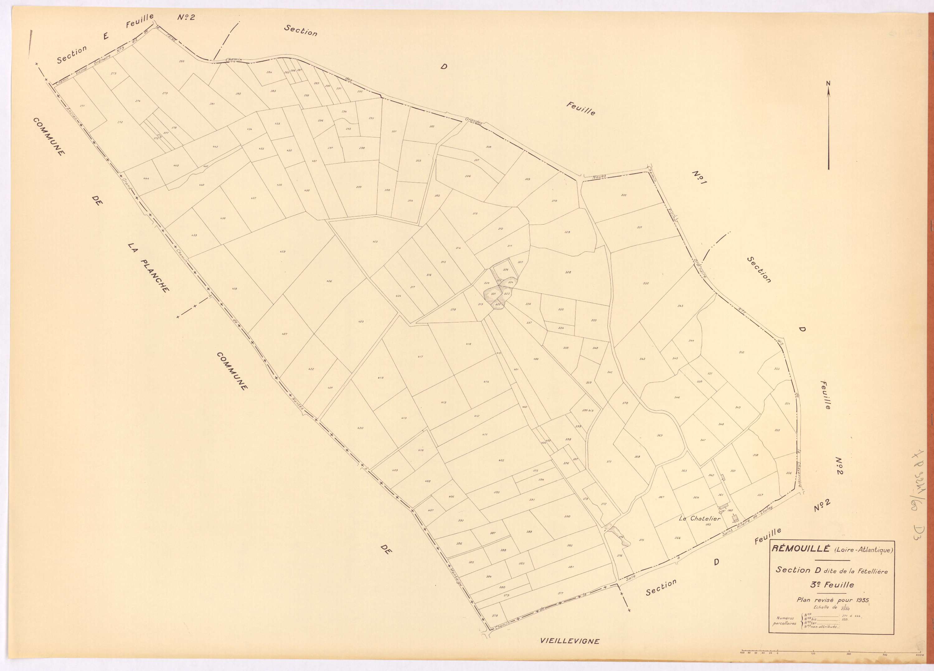 Remouillé - Section D3 Fétellière (section de La) ; 271-444