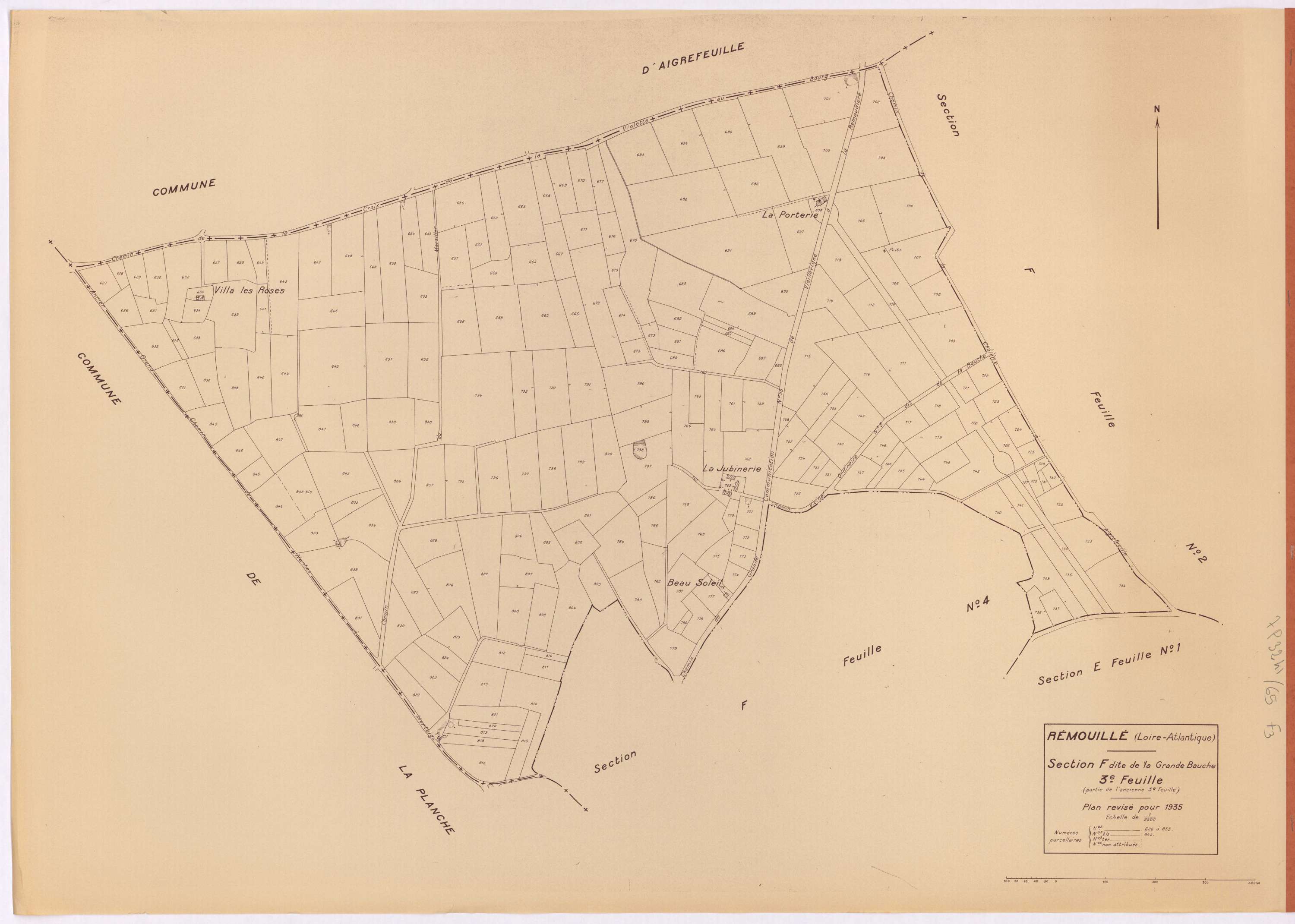 Remouillé - Section F3 Grande Bauche (section de La) ; 626-853