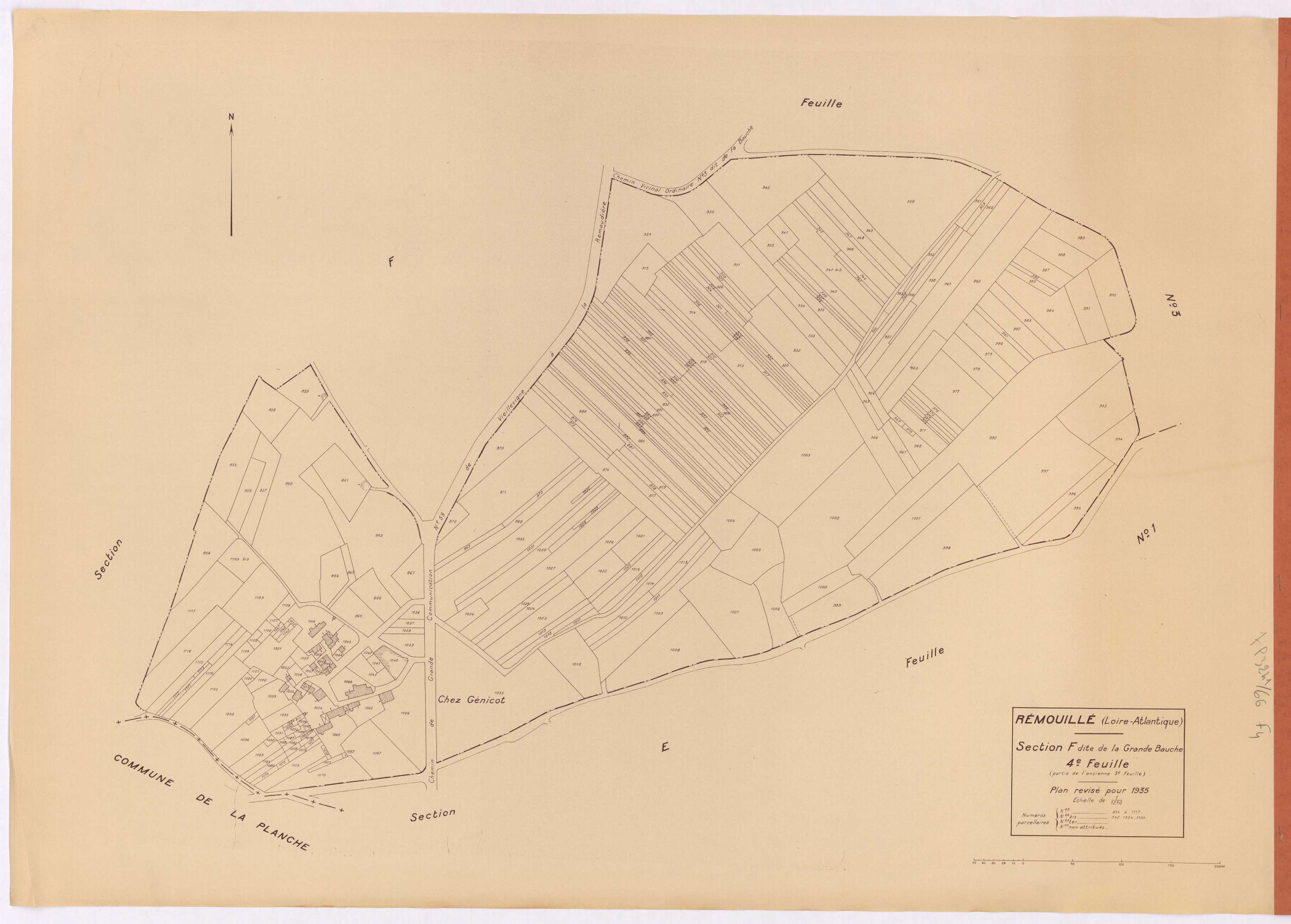 Remouillé - Section F4 Grande Bauche (section de La) ; 854-1117