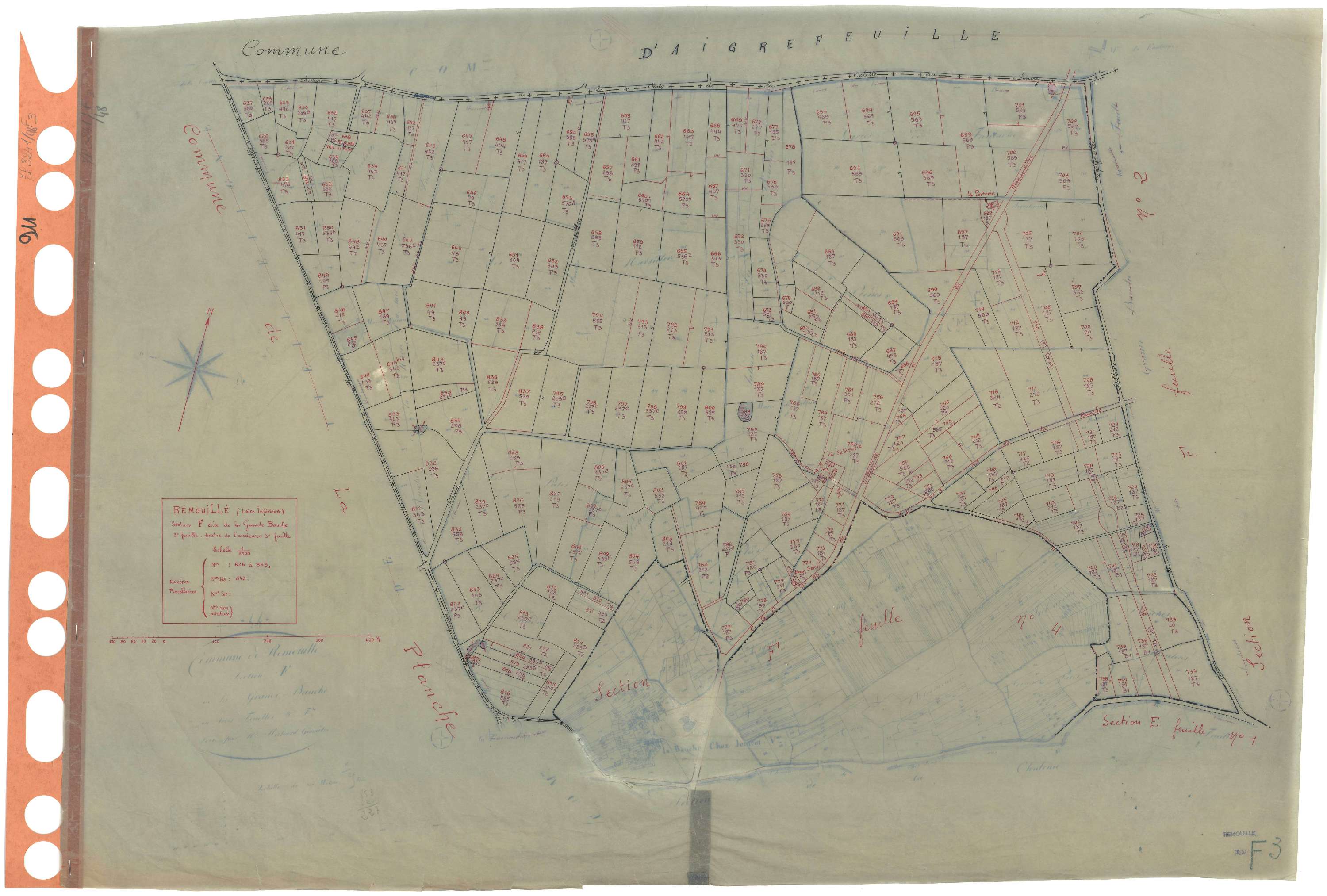 Remouillé - Section F3 Grande Bauche (section de La) . 626-853