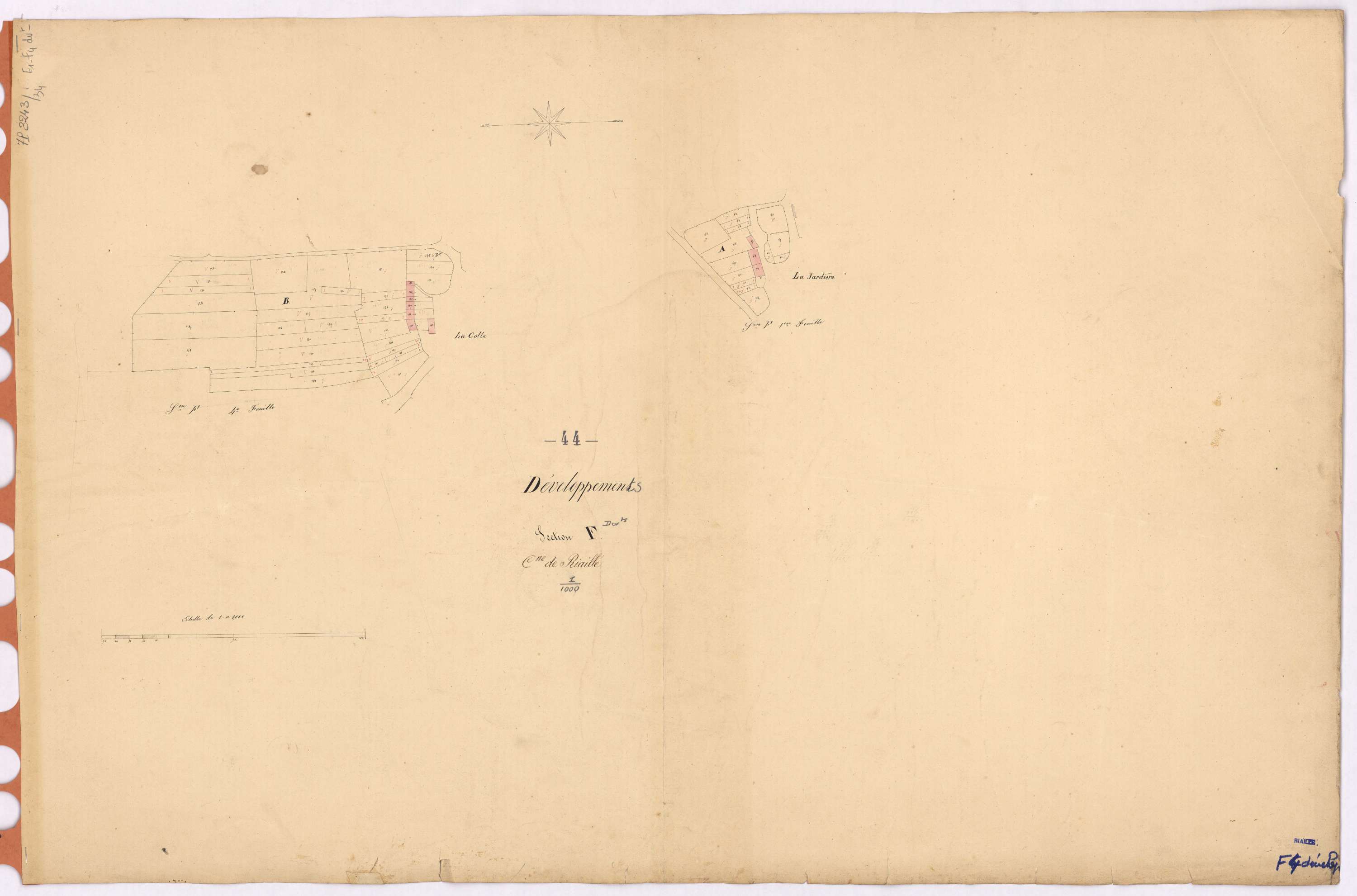 Riaillé - Section F1 F4 (développement) Piardière (section de La) ; développement des polygônes A et B