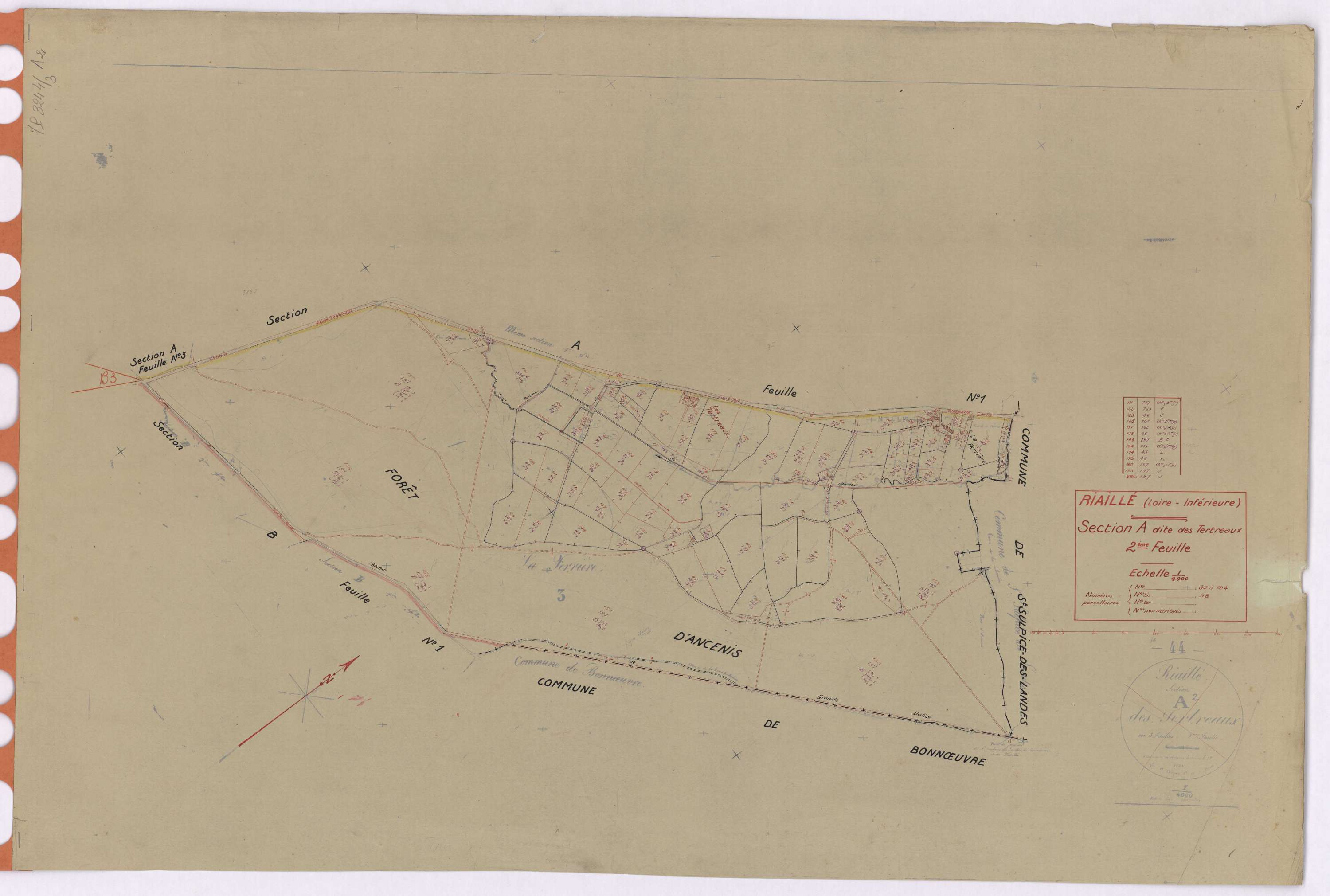 Riaillé - Section A2 Tertreaux (section des) ; 93-194