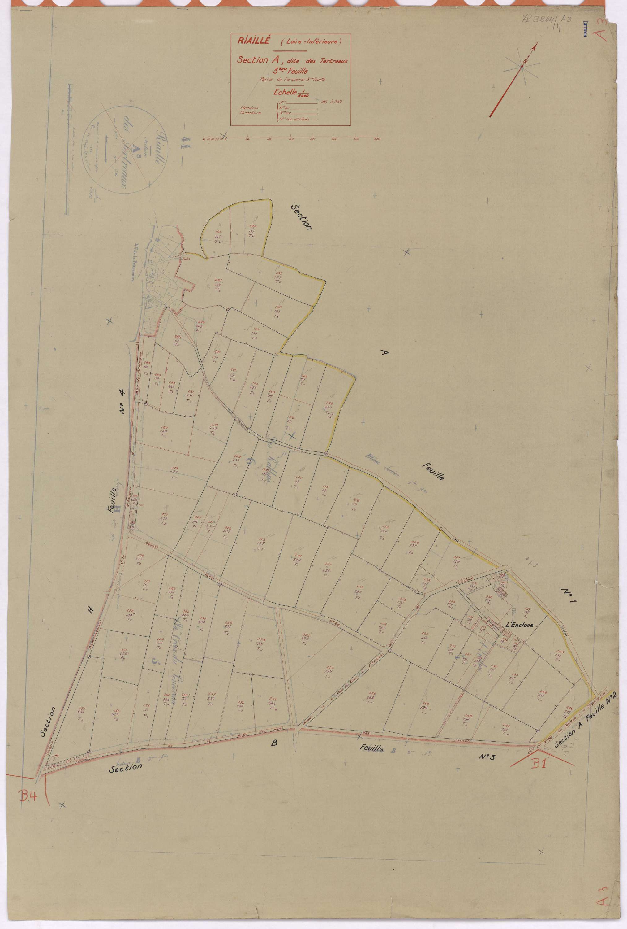 Riaillé - Section A3 Tertreaux (section des) ; 195-287