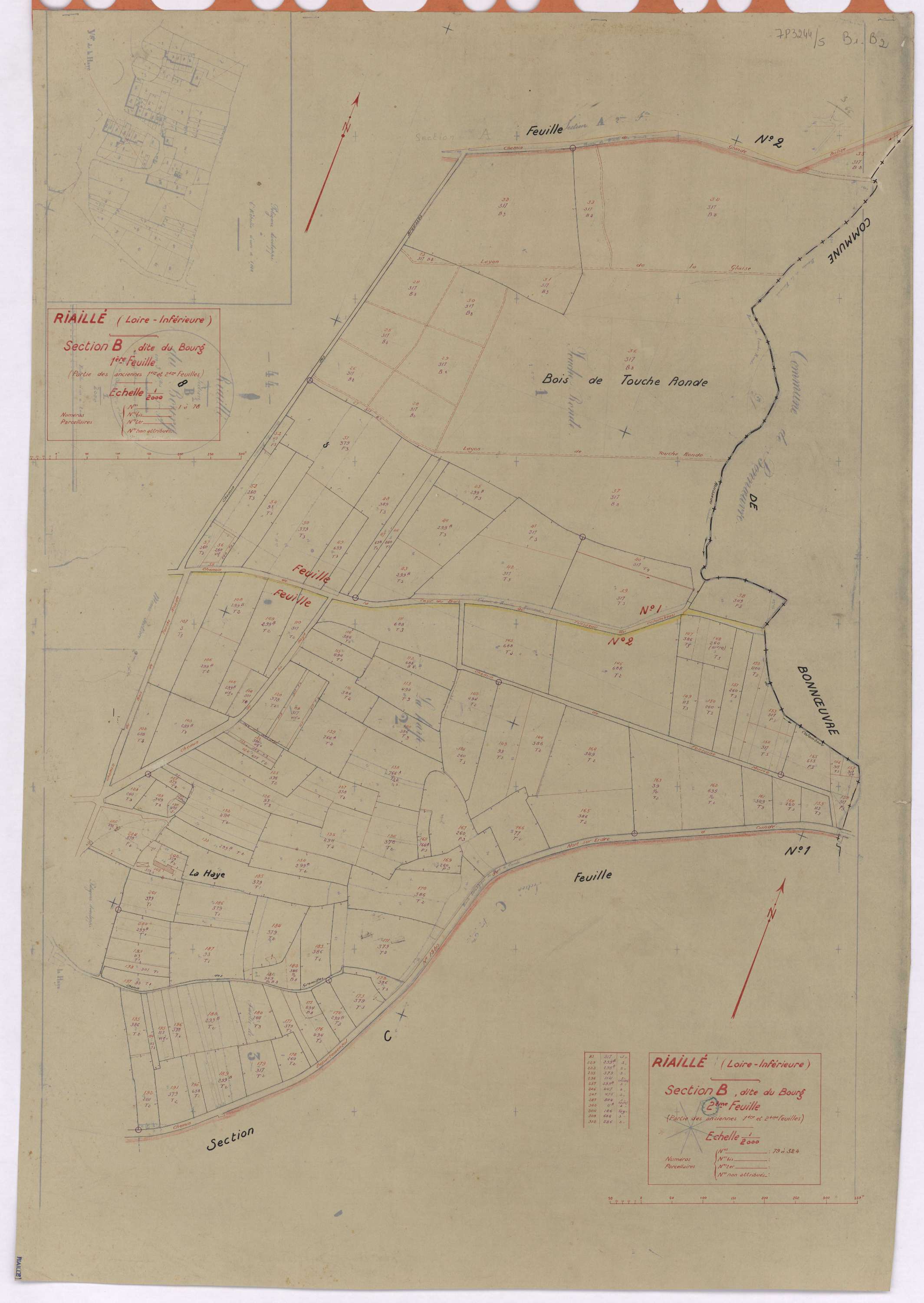 Riaillé - Section B1 B2 Bourg (section du) ; 1-78 ; 79-324