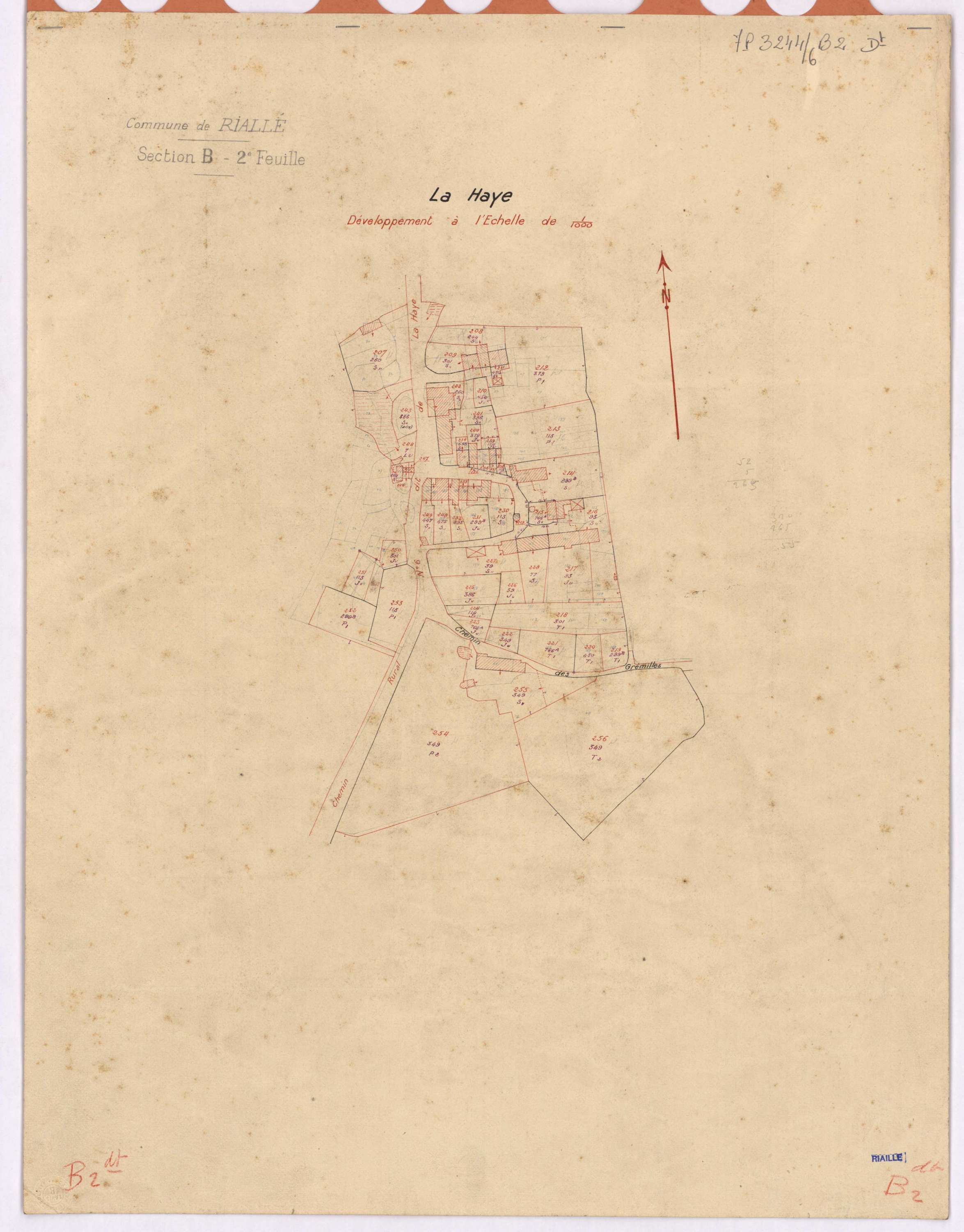 Riaillé - Section B2 (développement) Bourg (section du) ; 79-324 ; développement du village de La Haye
