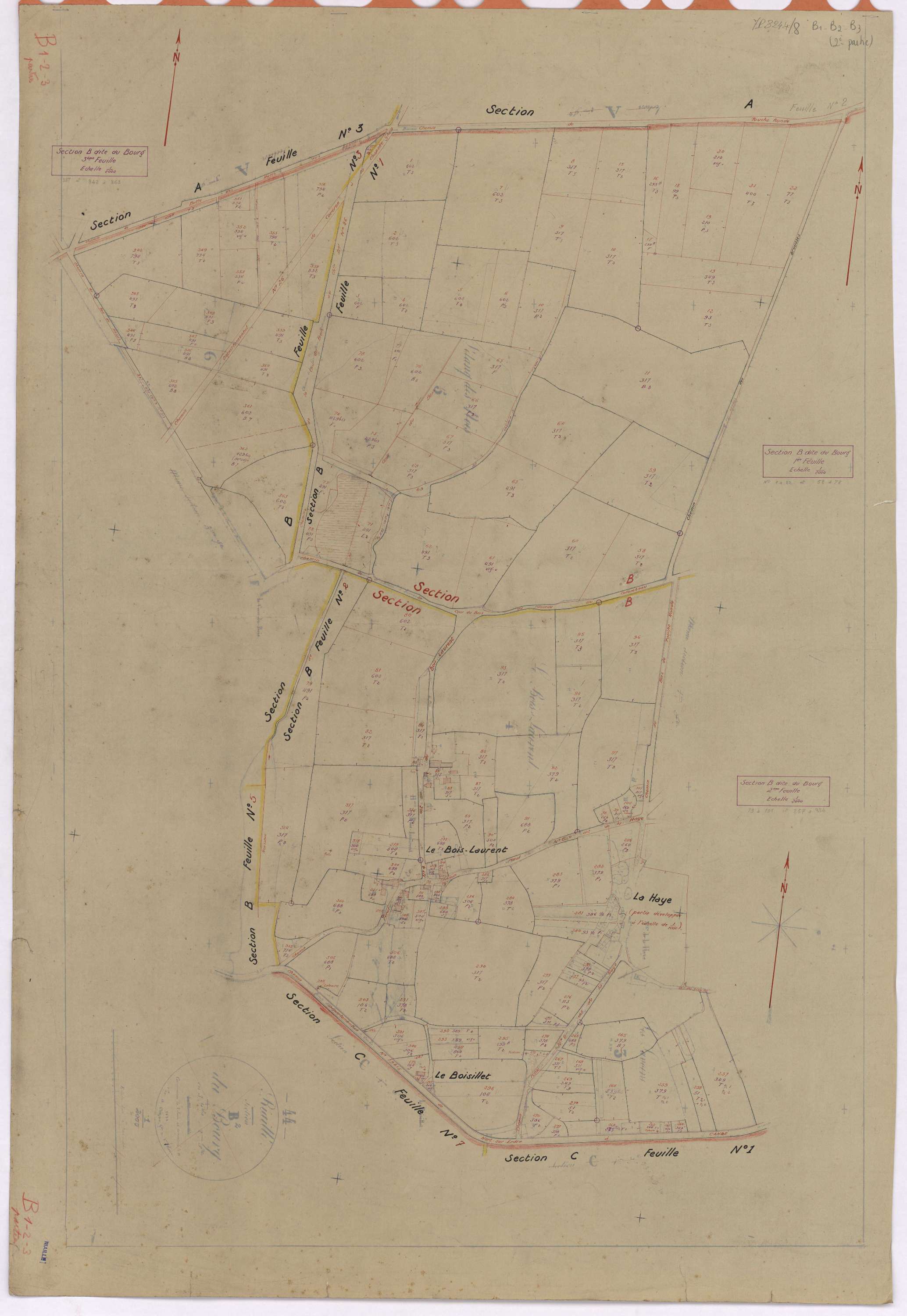 Riaillé - Section B1 B2 B3 Bourg (section du) ; 1-78 ; 79-324 ; 325-400