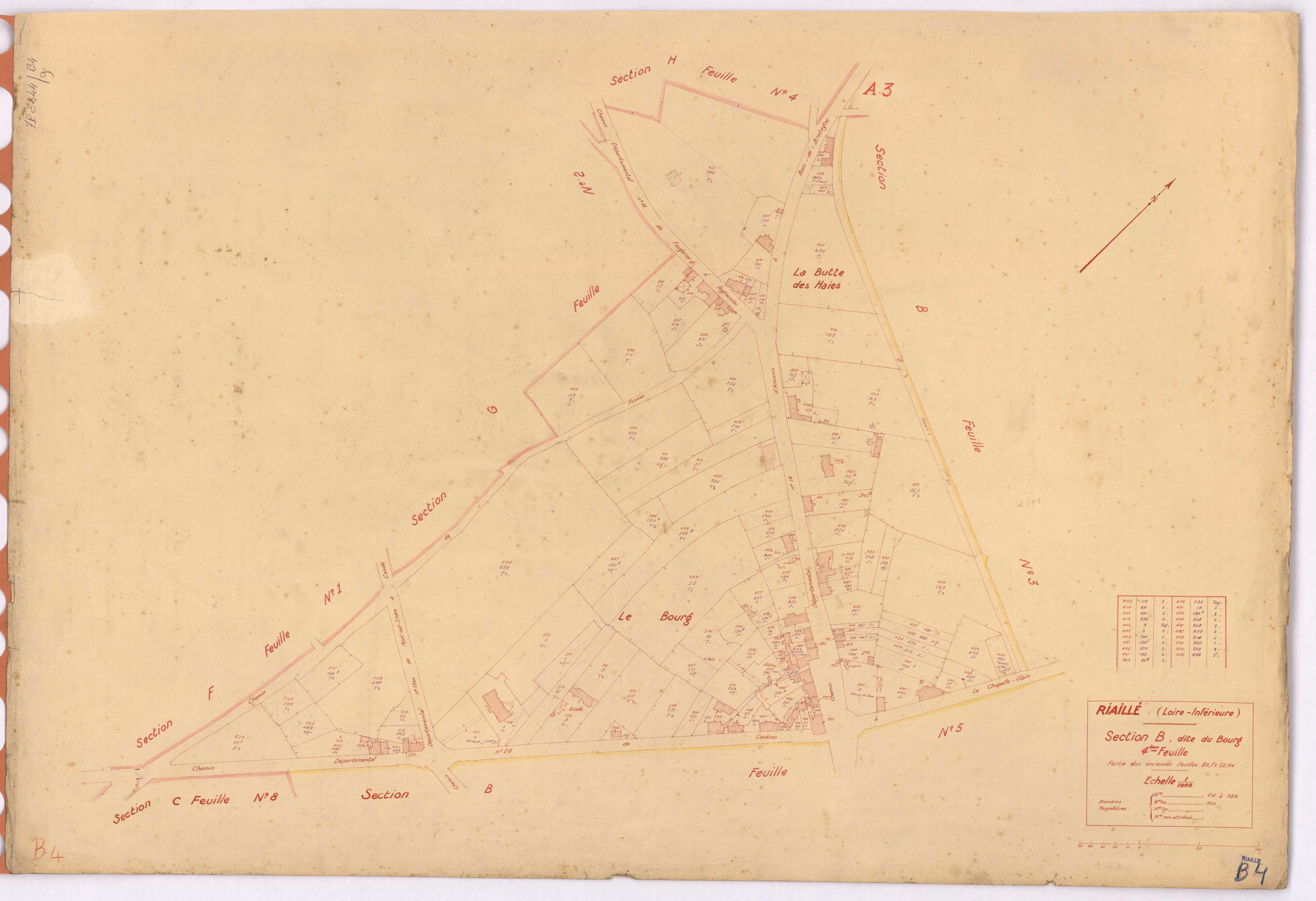 Riaillé - Section B4 Bourg (section du) ; 401-529