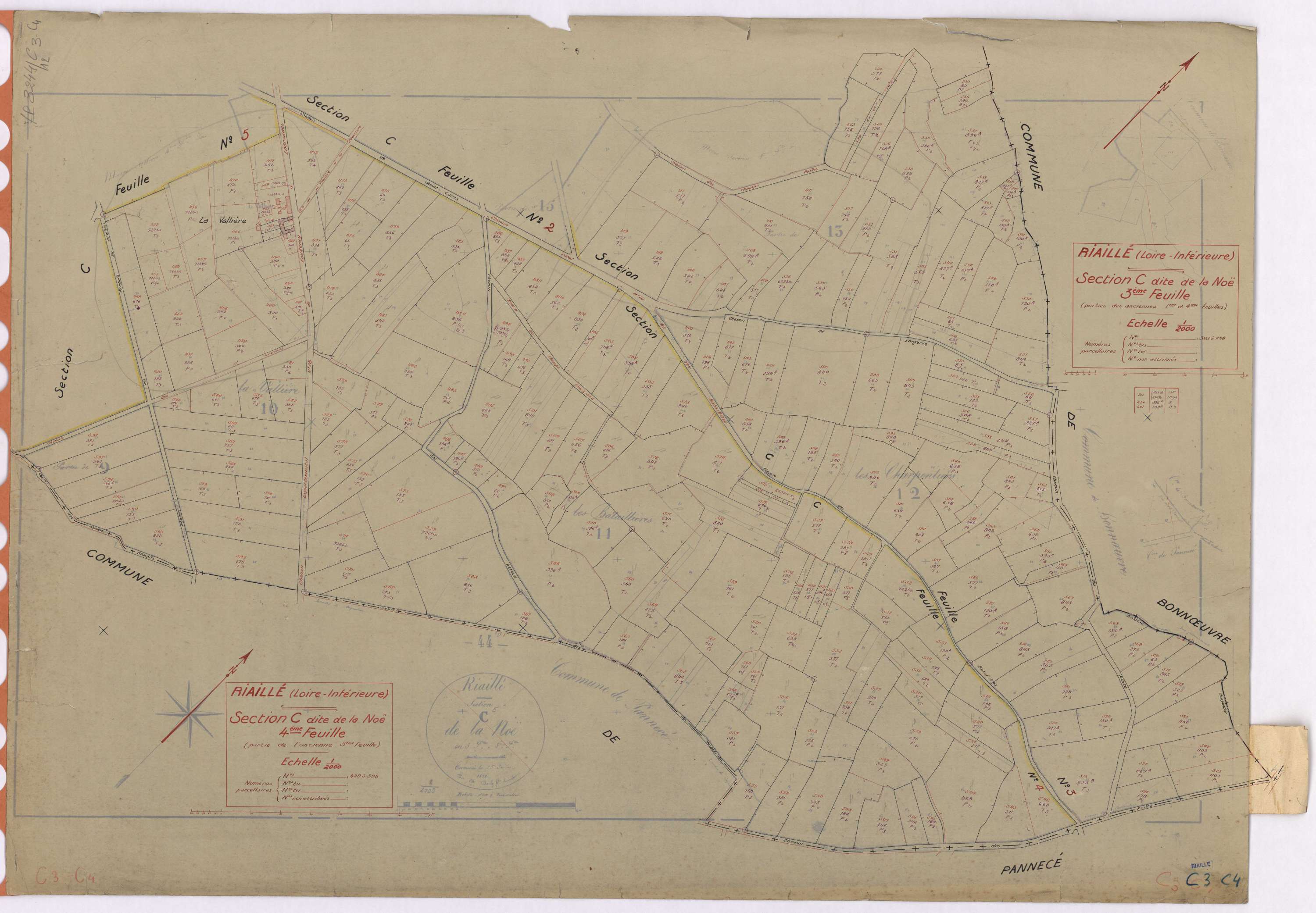 Riaillé - Section C3 C4 Noë (section de La) ; 303-448 ; 449-598