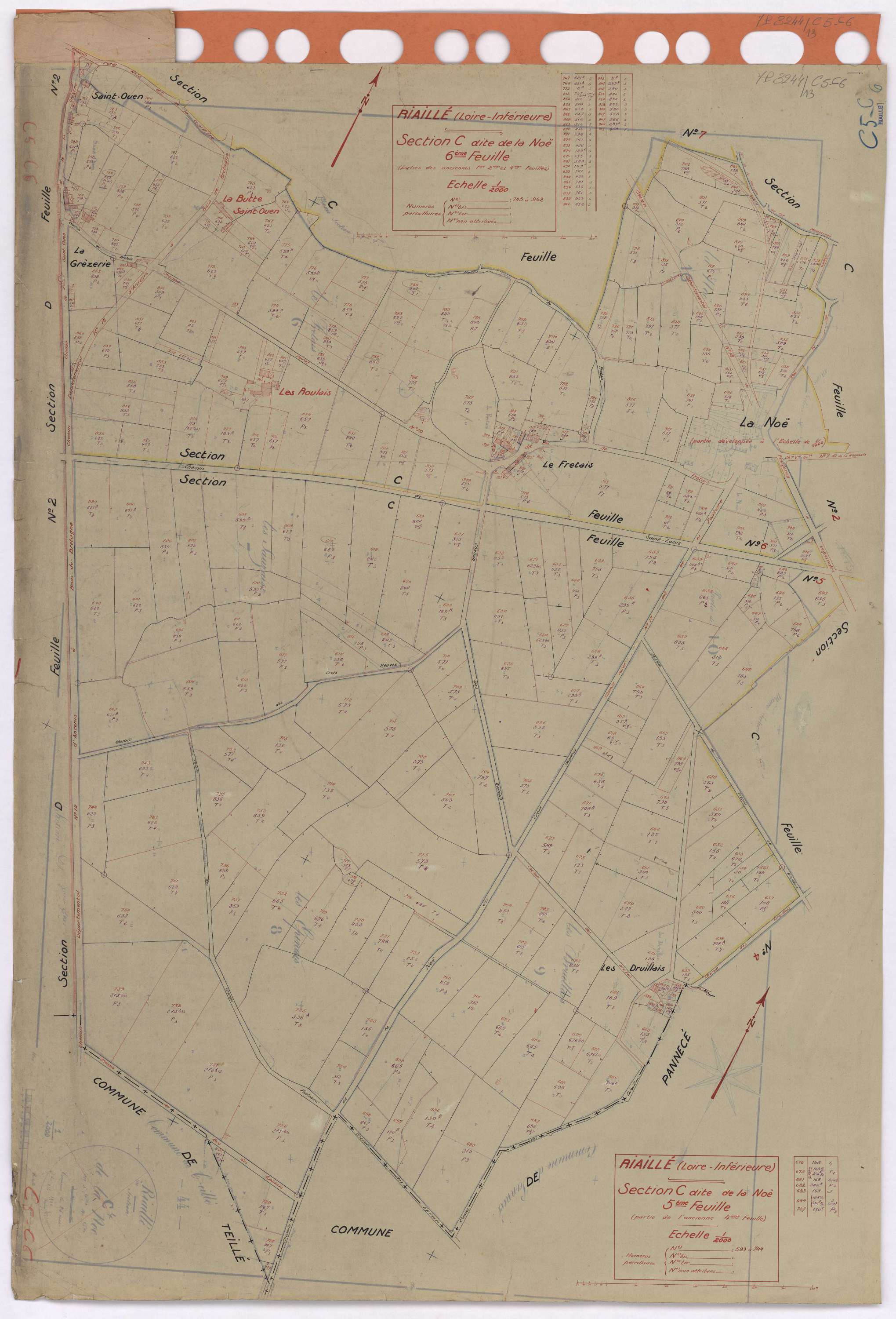 Riaillé - Section C5 C6 Noë (section de La) ; 599-744 ; 745-962