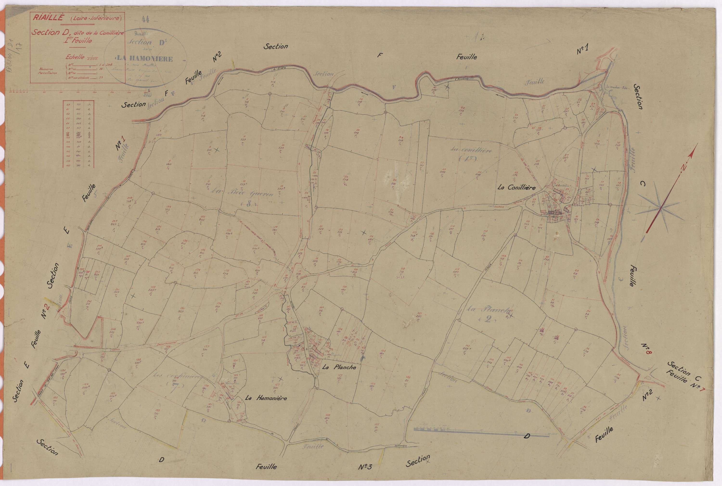 Riaillé - Section D1 Conillière (section de La) ; 1-208