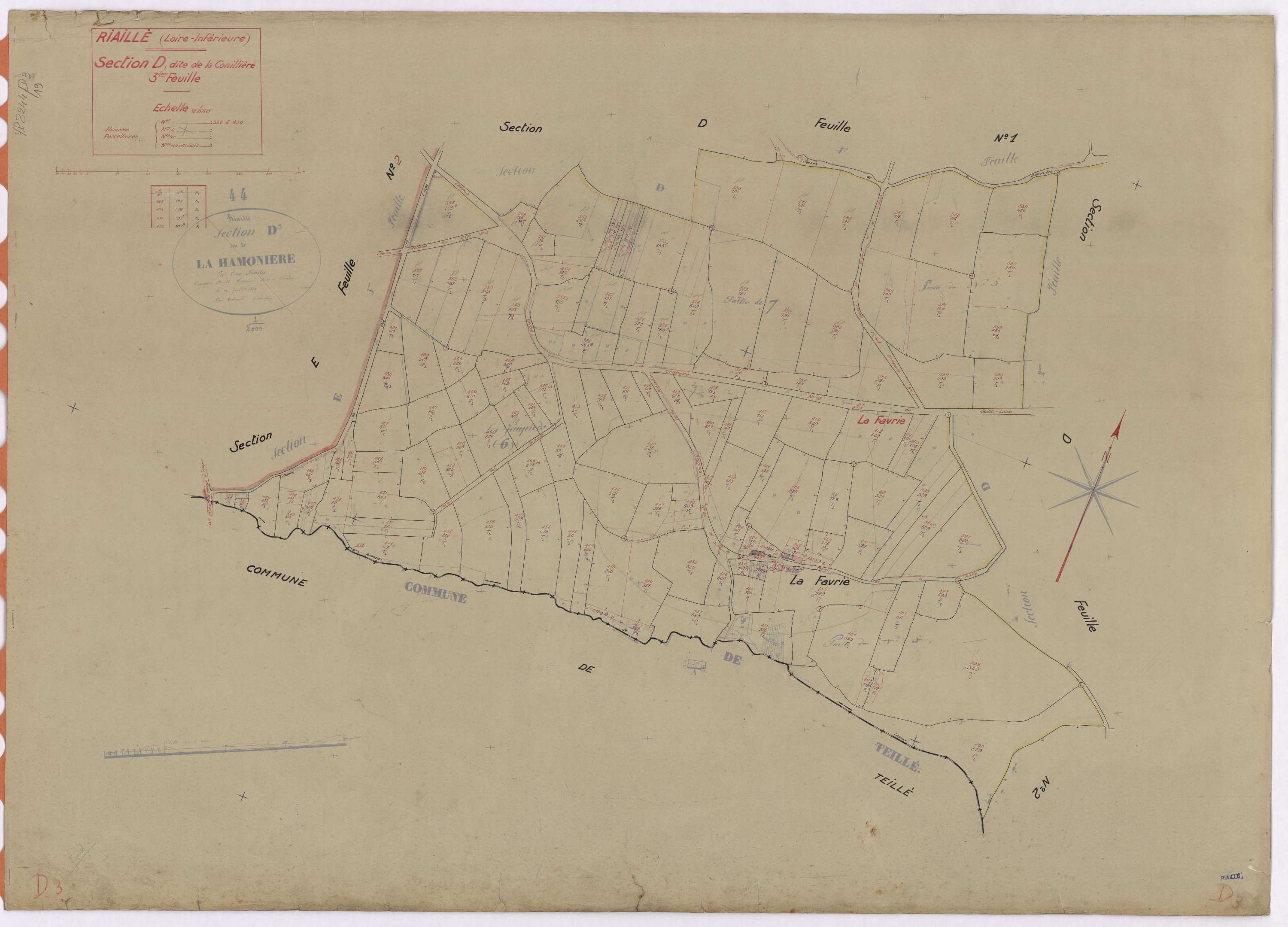 Riaillé - Section D3 Conillière (section de La) ; 356-490