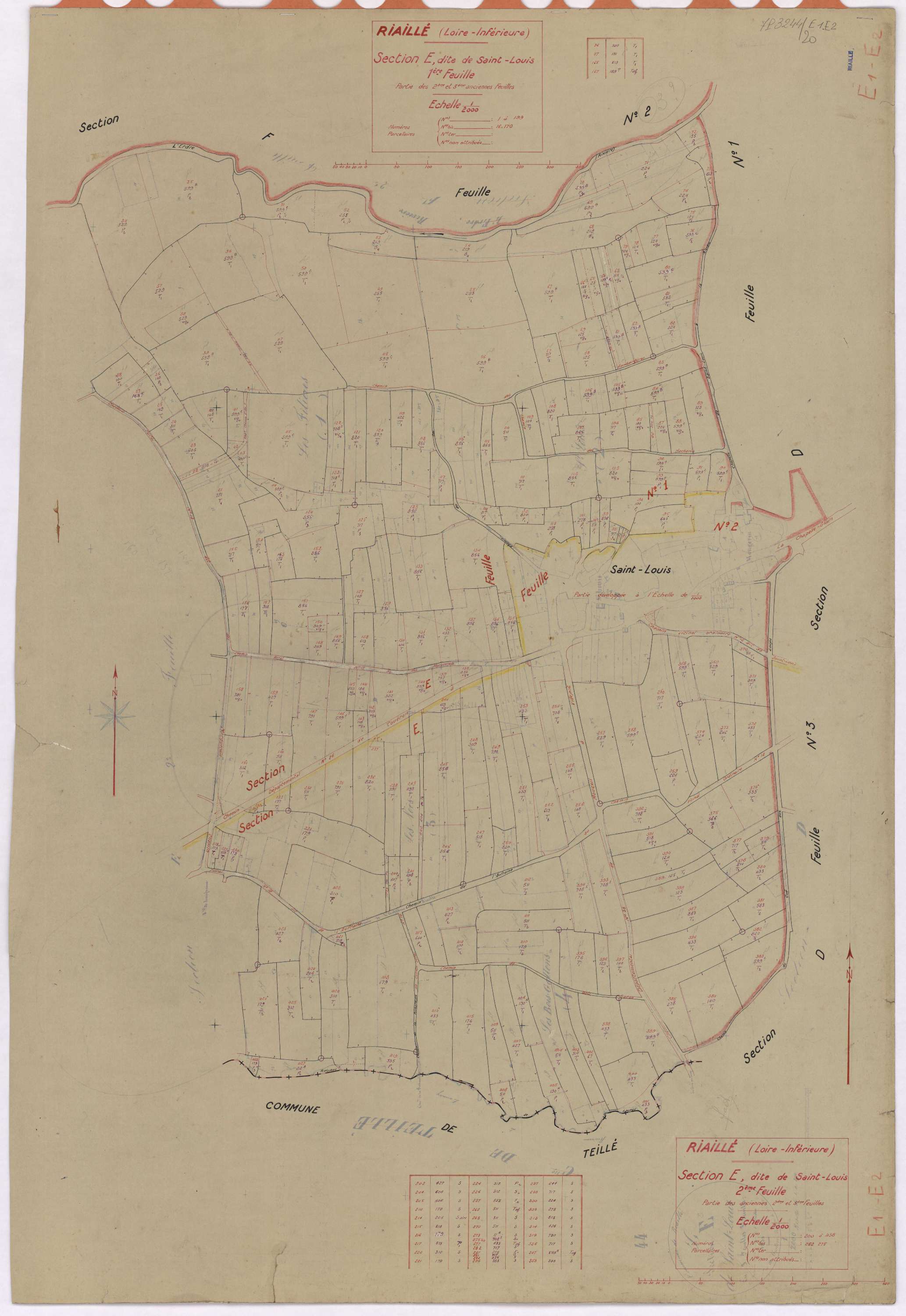 Riaillé - Section E1 E2 Saint-Louis (section de) ; 1-199 ; 200-438