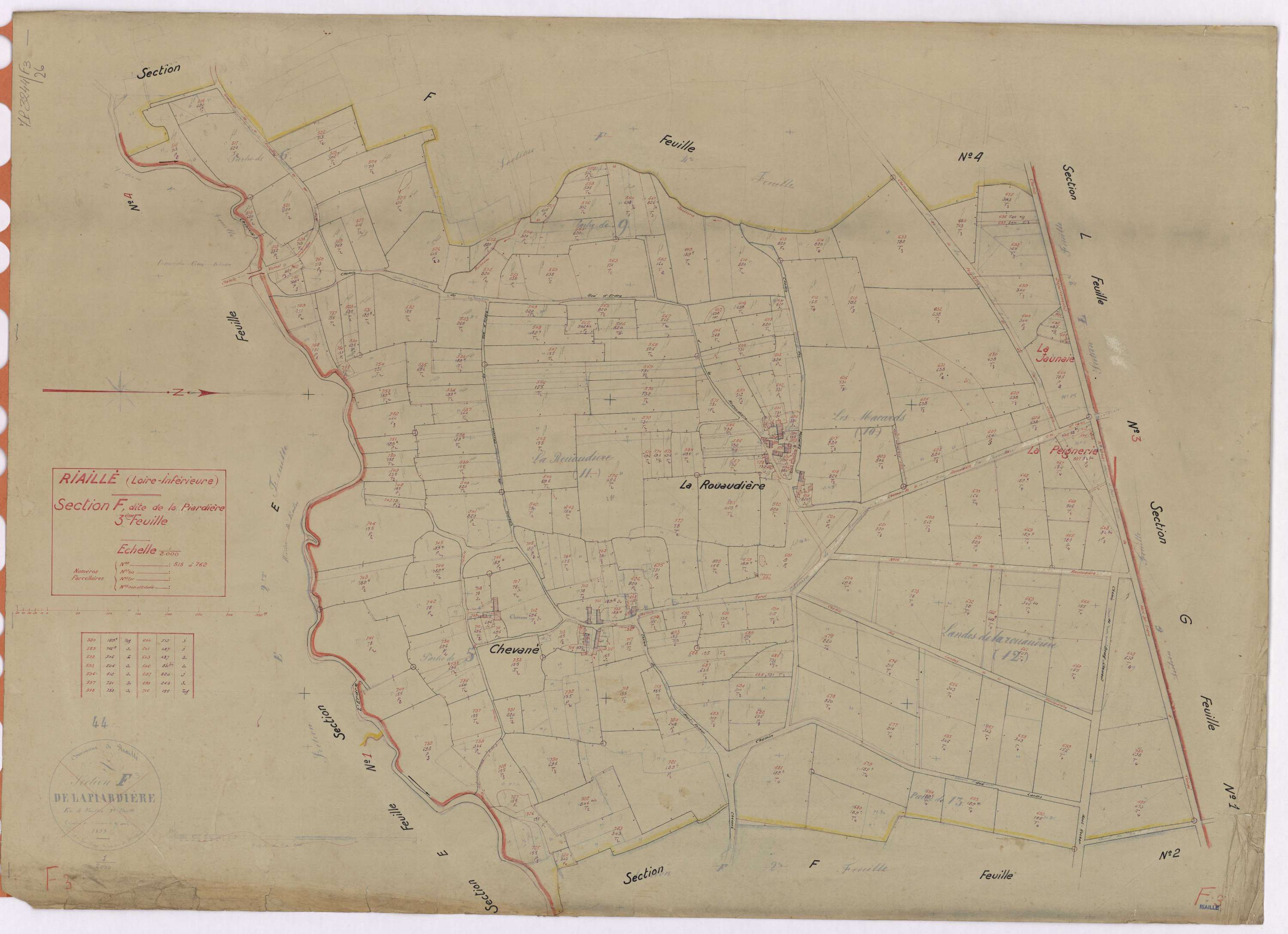 Riaillé - Section F3 Piardière (section de La) ; 515-762