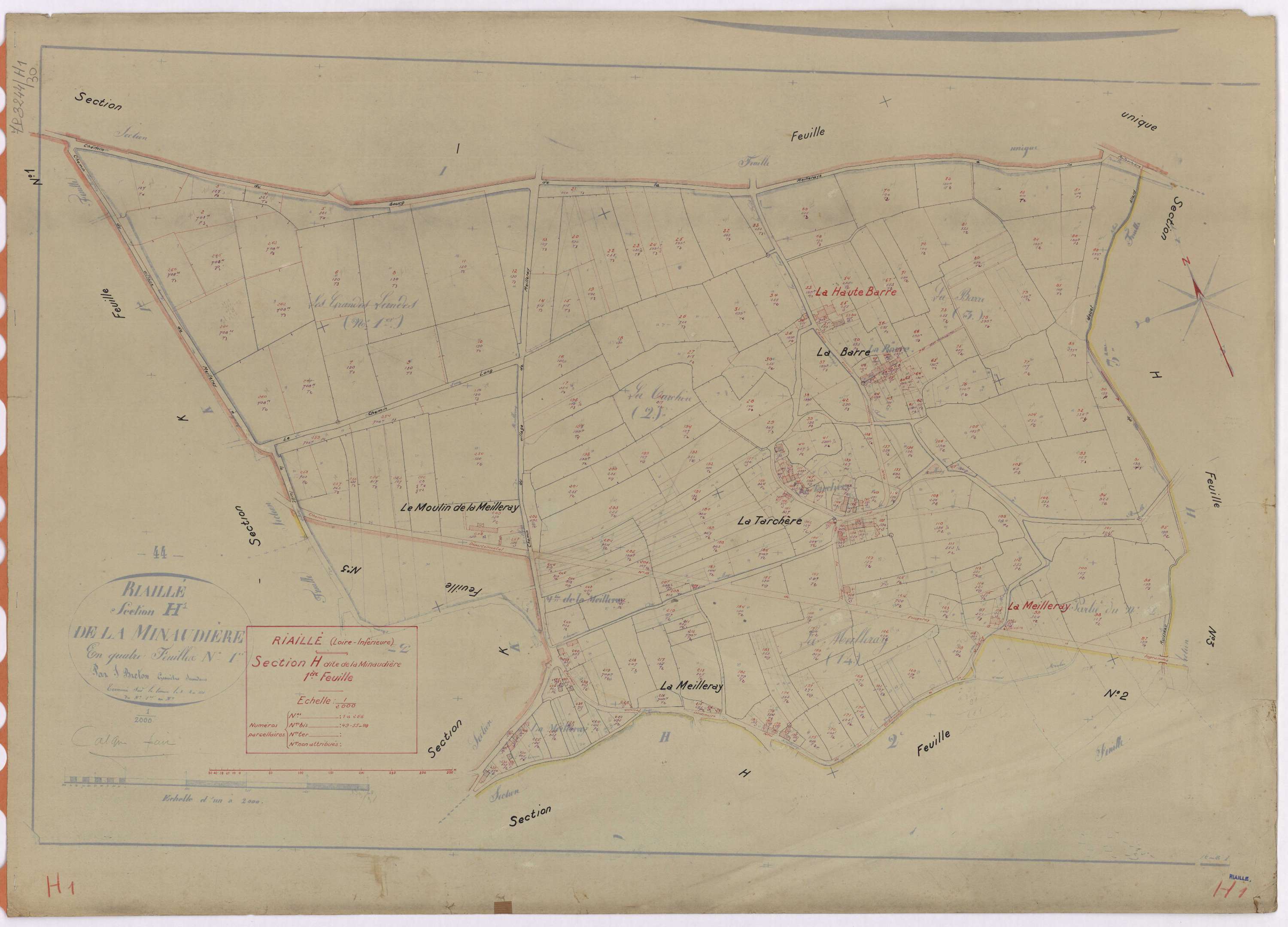 Riaillé - Section H1 Minaudière (section de La) ; 1-266