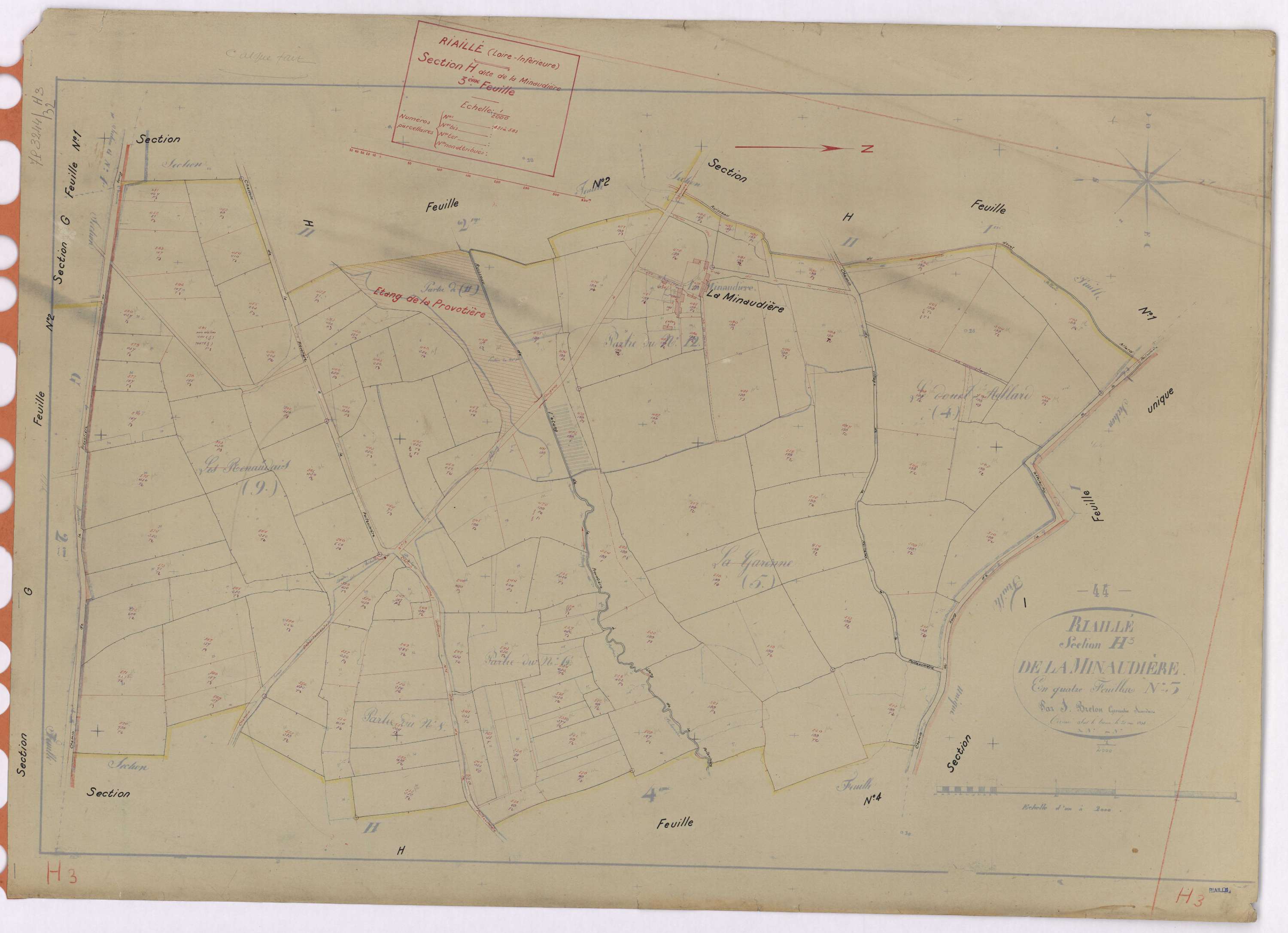 Riaillé - Section H3 Minaudière (section de La) ; 451-583