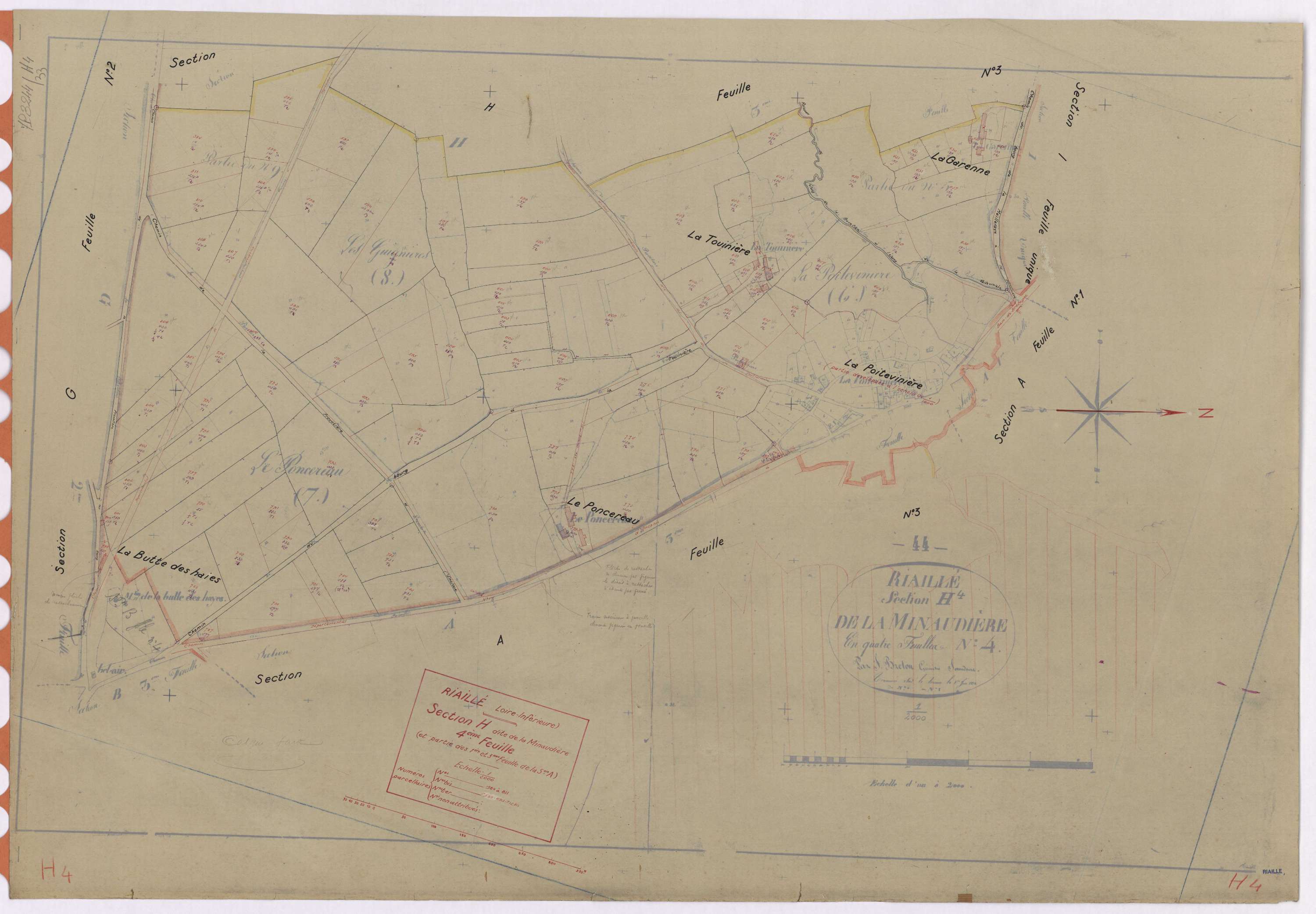 Riaillé - Section H4 Minaudière (section de La) ; 584-811
