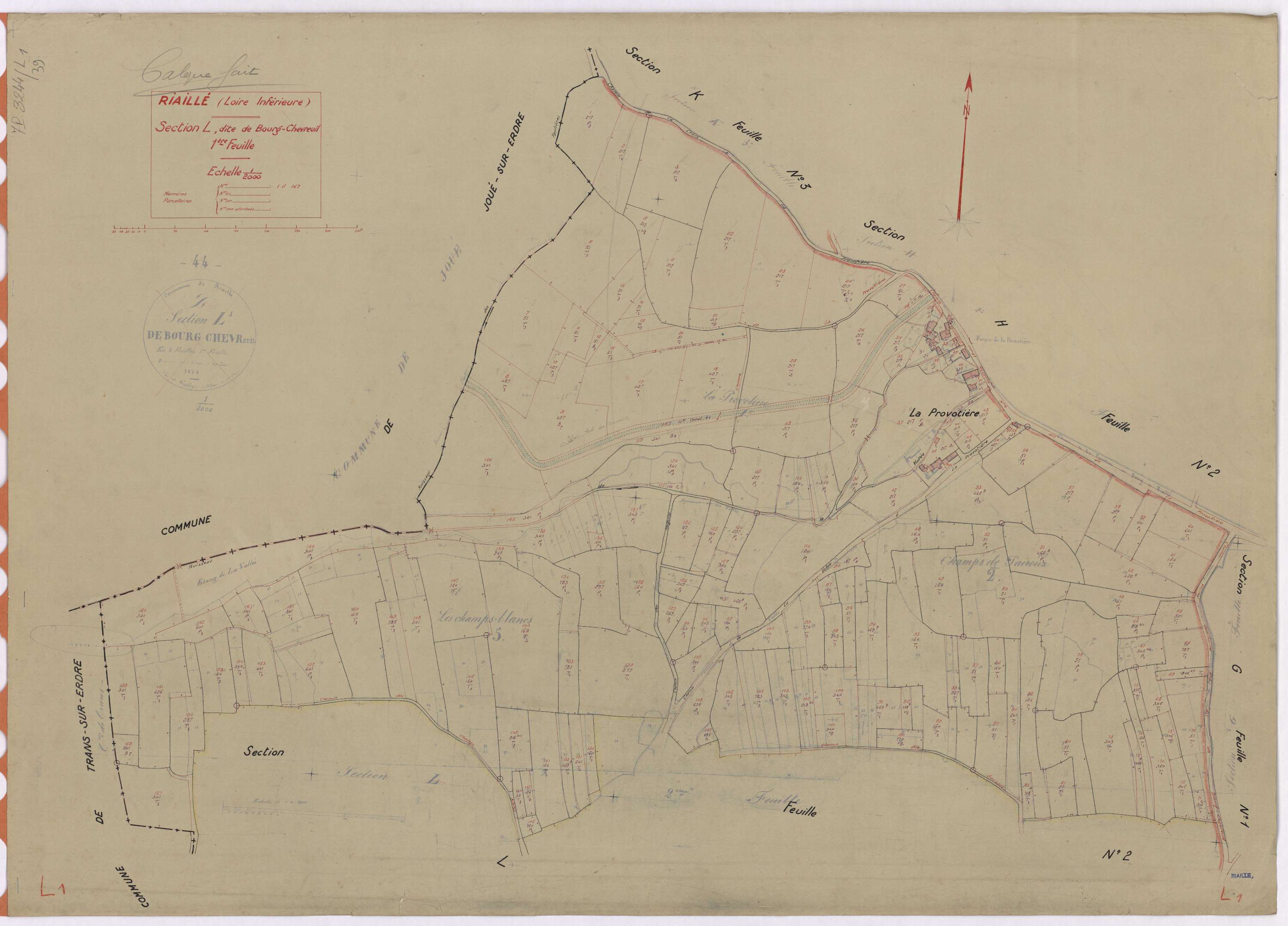 Riaillé - Section L1 Bourg-Chevreuil (section du) ; 1-167