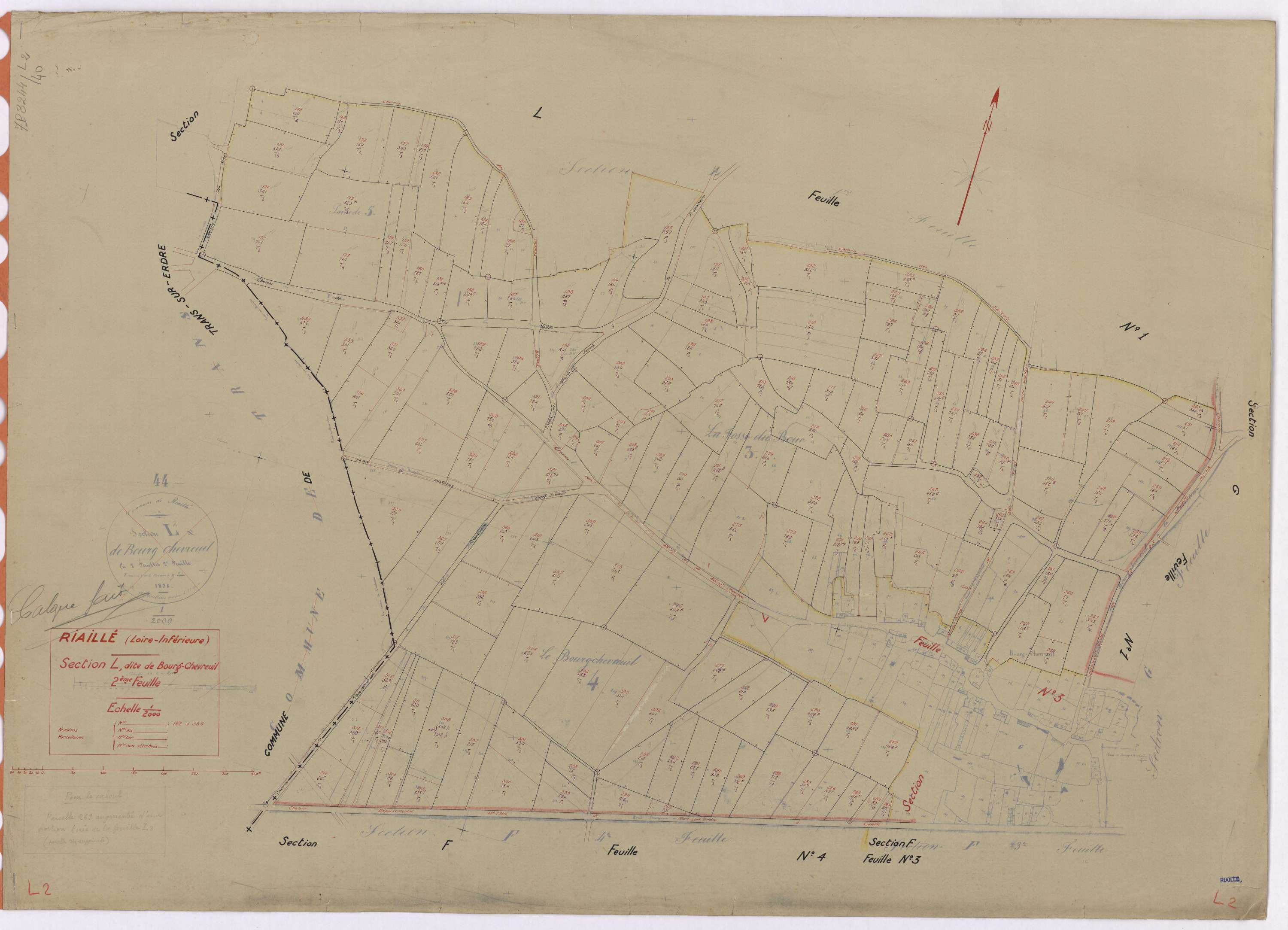 Riaillé - Section L2 Bourg-Chevreuil (section du) ; 168-334