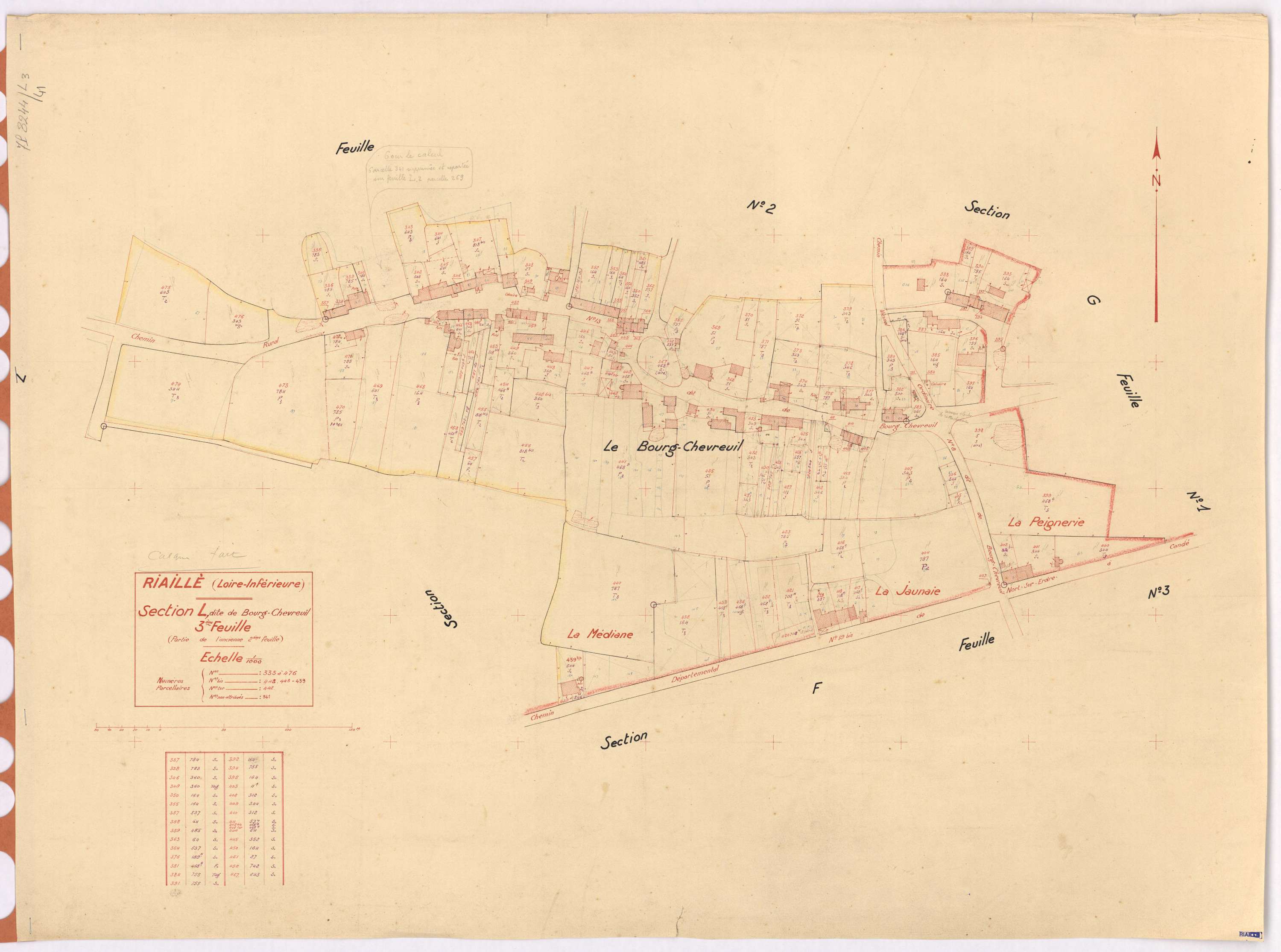 Riaillé - Section L3 Bourg-Chevreuil (section du) ; 335-476