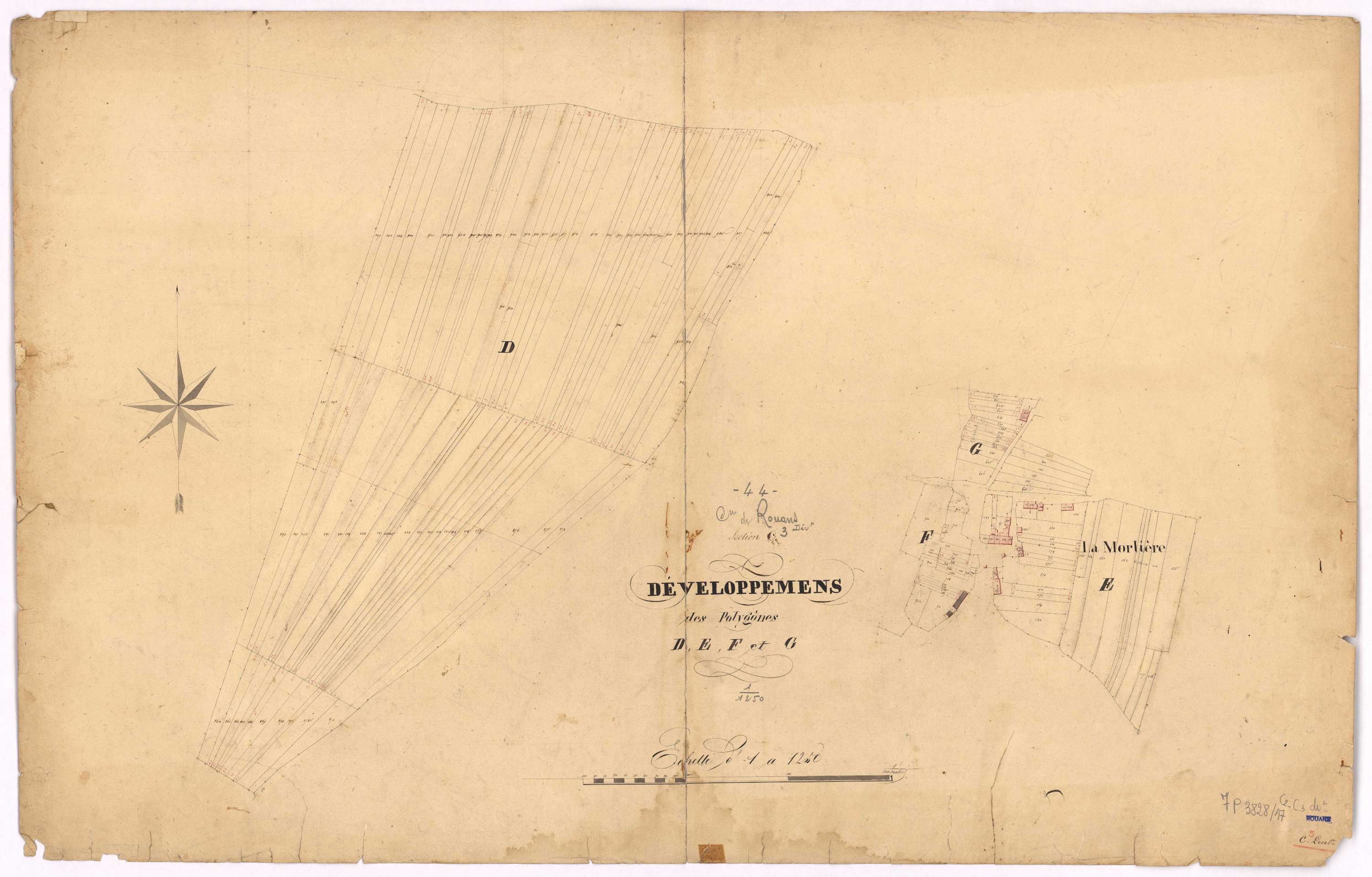 Rouans - Section C2 C3 (développement) Basse-Ville (section de La) ; 293-654 ; 655-973 ; développement du village de La Morlière et de diverses parcelles