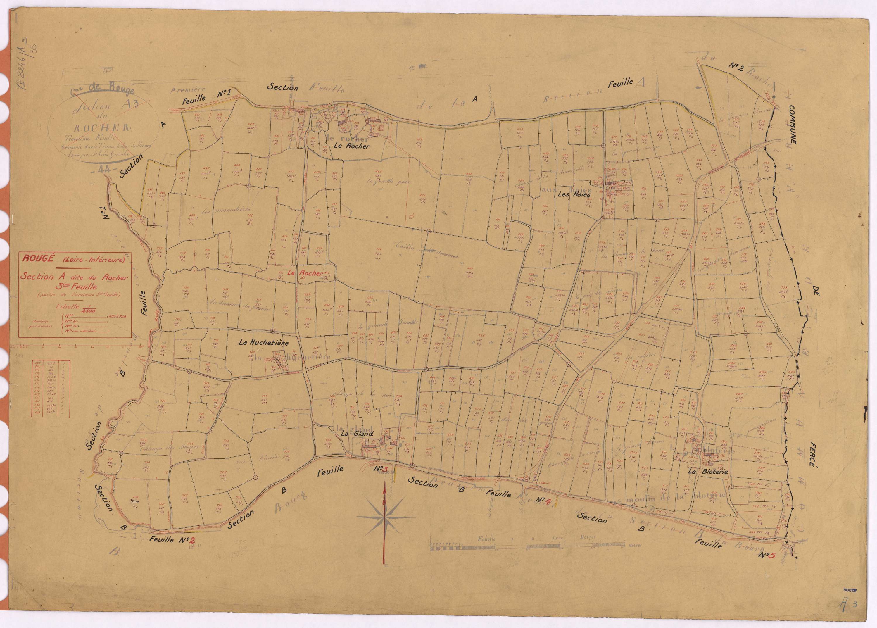 Rougé - Section A3 Rocher (section du) ; 435-739