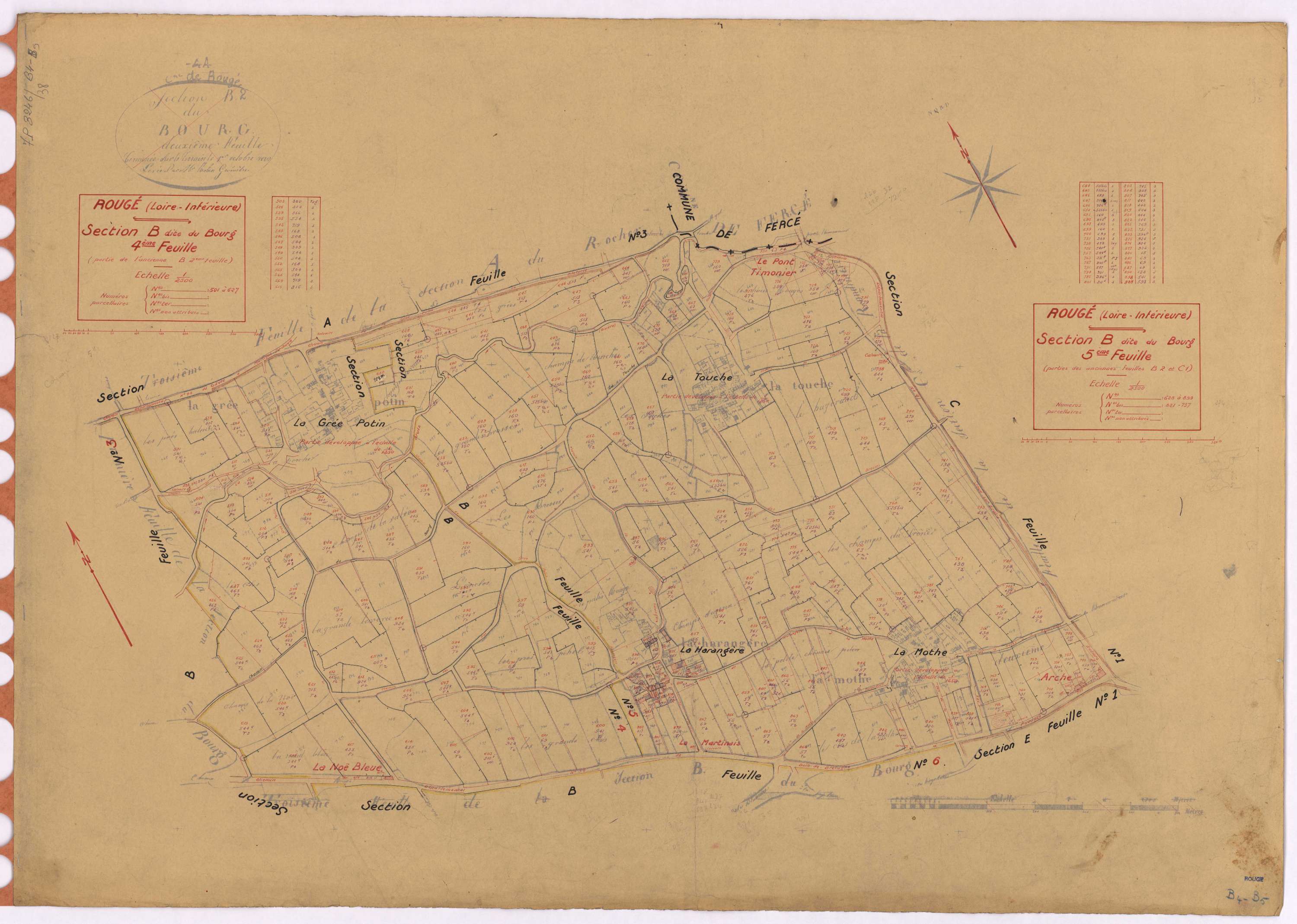 Rougé - Section B4 B5 Bourg (section du) ; 501-627 ; 628-899