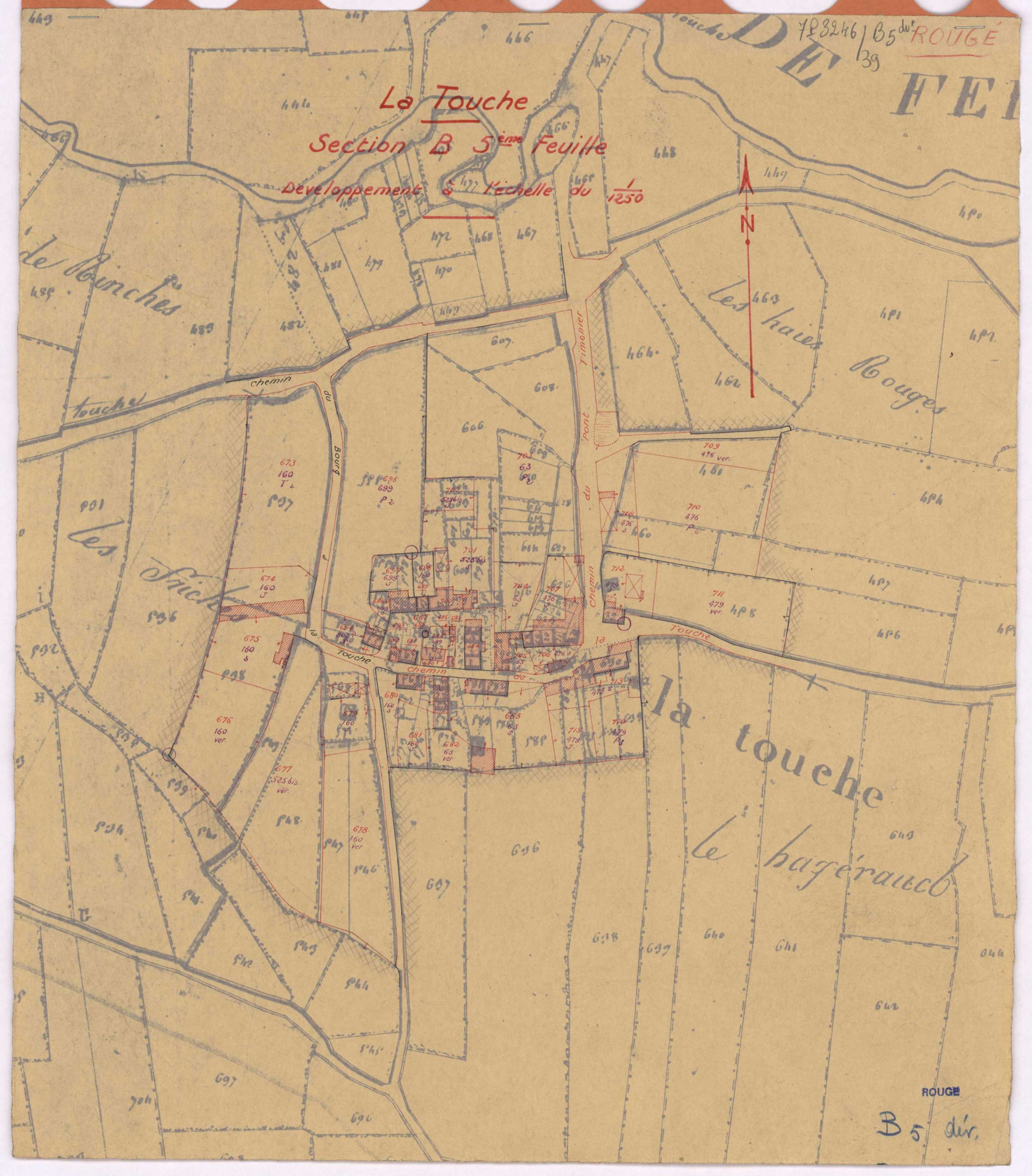 Rougé - Section B5 (développement) Bourg (section du) ; 628-899 ; développement du village de La Touche