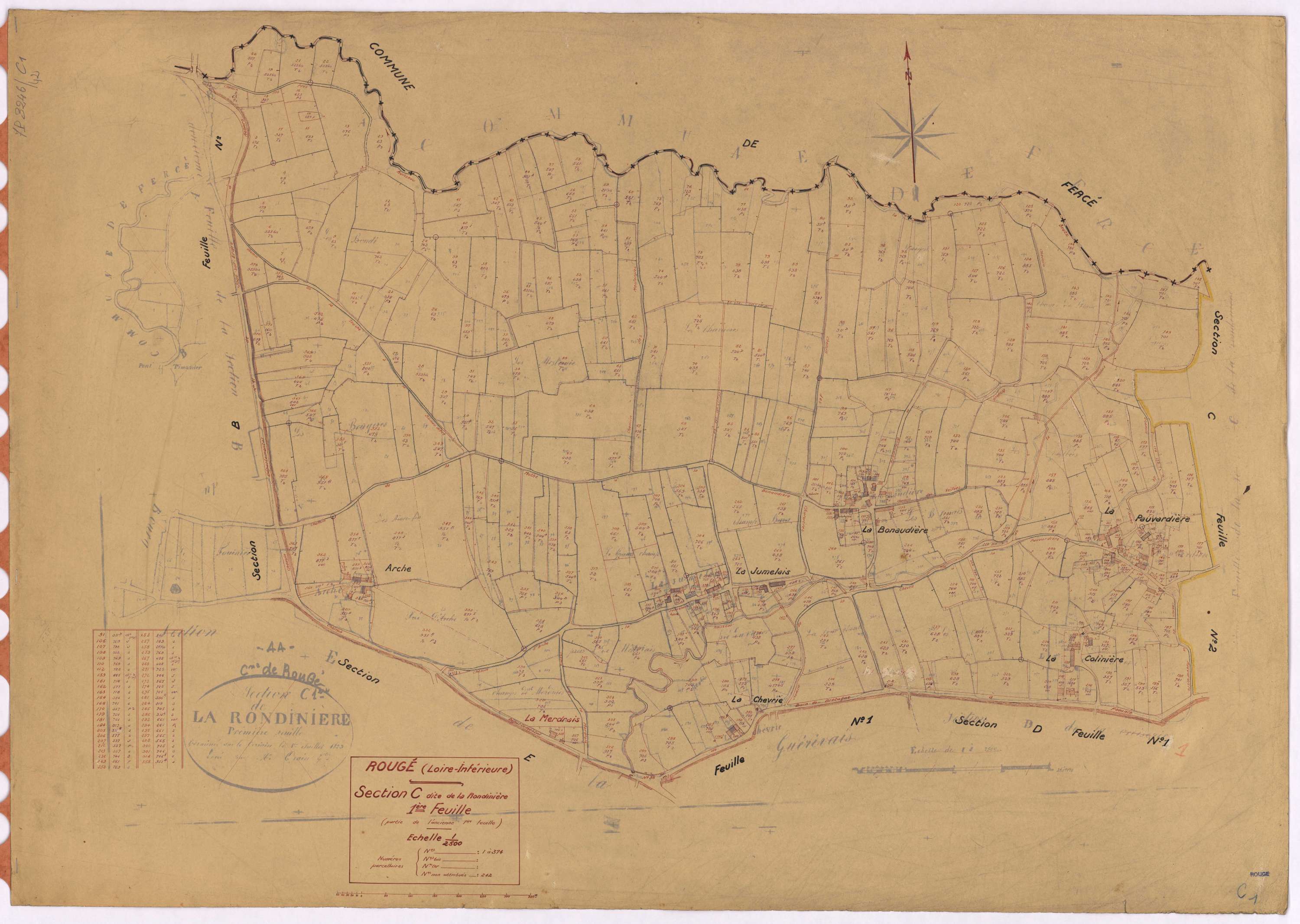 Rougé - Section C1 Rondinière (section de La) ; 1-374