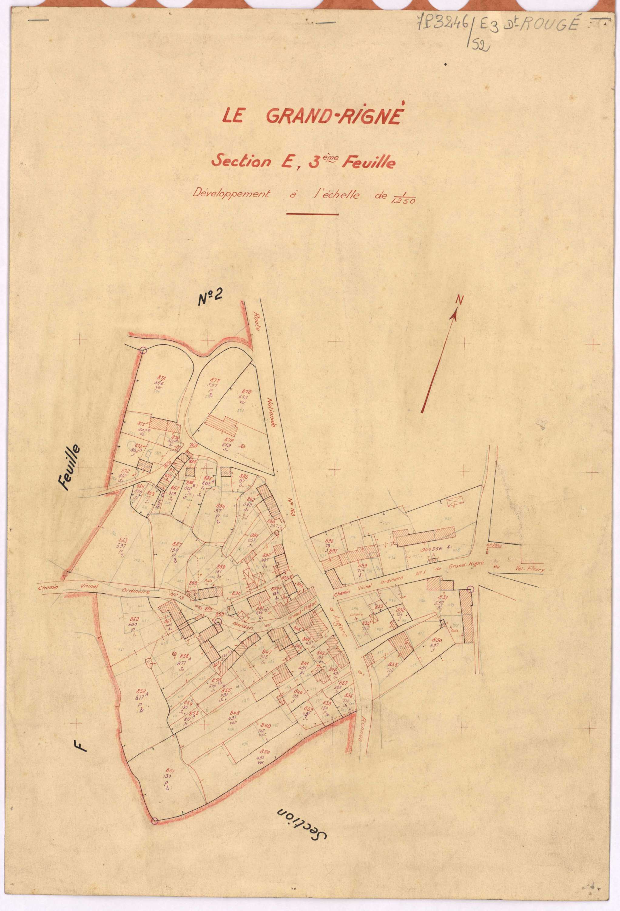 Rougé - Section E3 (développement) Guérivais (section de La) ; 633-919 ; développement du village du Grand-Rigné