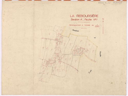 Rougé - Section A1 (développement) Rocher (section du) ; 1-203 ; développement du village de La Reboursière
