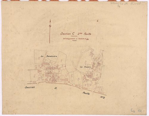 Rougé - Section C2 (développement) Rondinière (section de La) ; 375-728 ; développement des villages de La Rondinière et de La Pisière