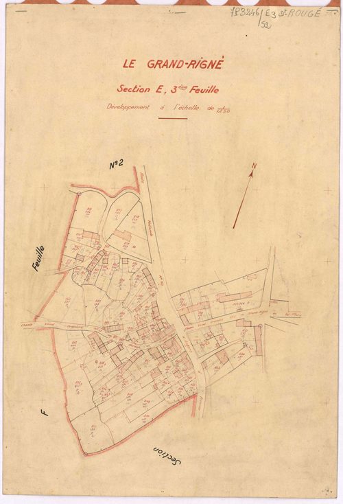 Rougé - Section E3 (développement) Guérivais (section de La) ; 633-919 ; développement du village du Grand-Rigné