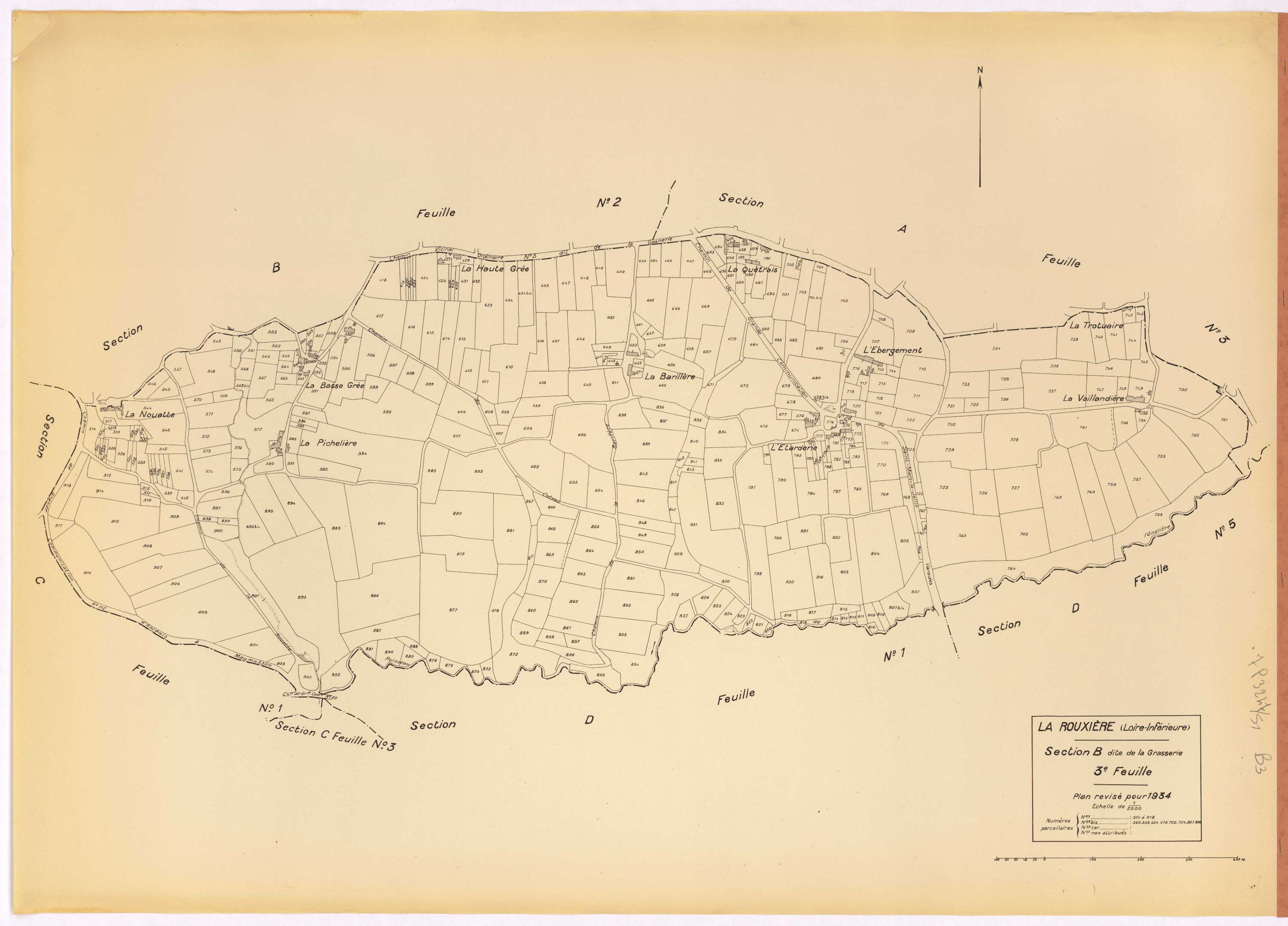 La Rouxière - Section B3 Grasserie (section de La) ; 514-918