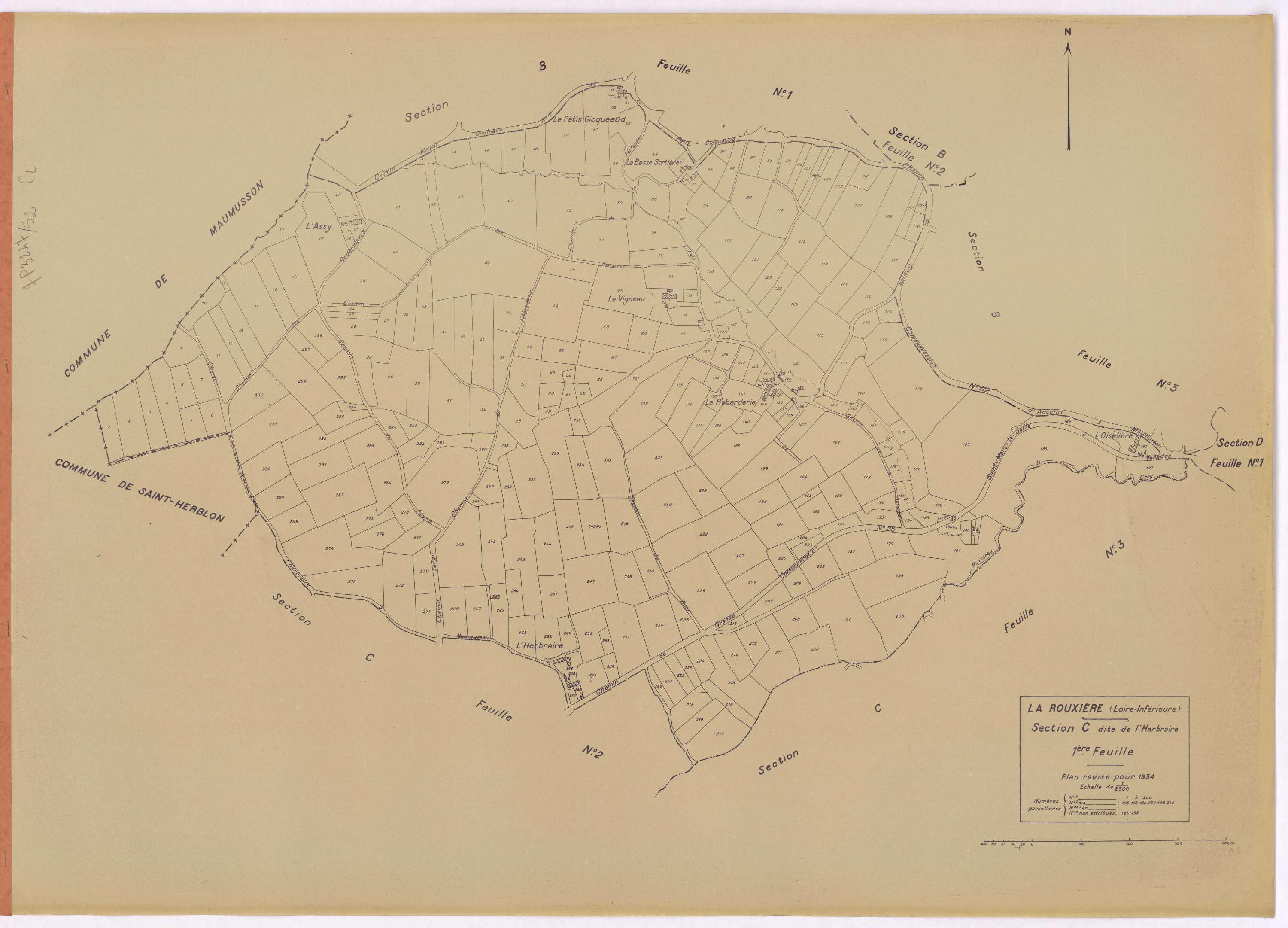 La Rouxière - Section C1 Herbraire (section de l') ; 1-300