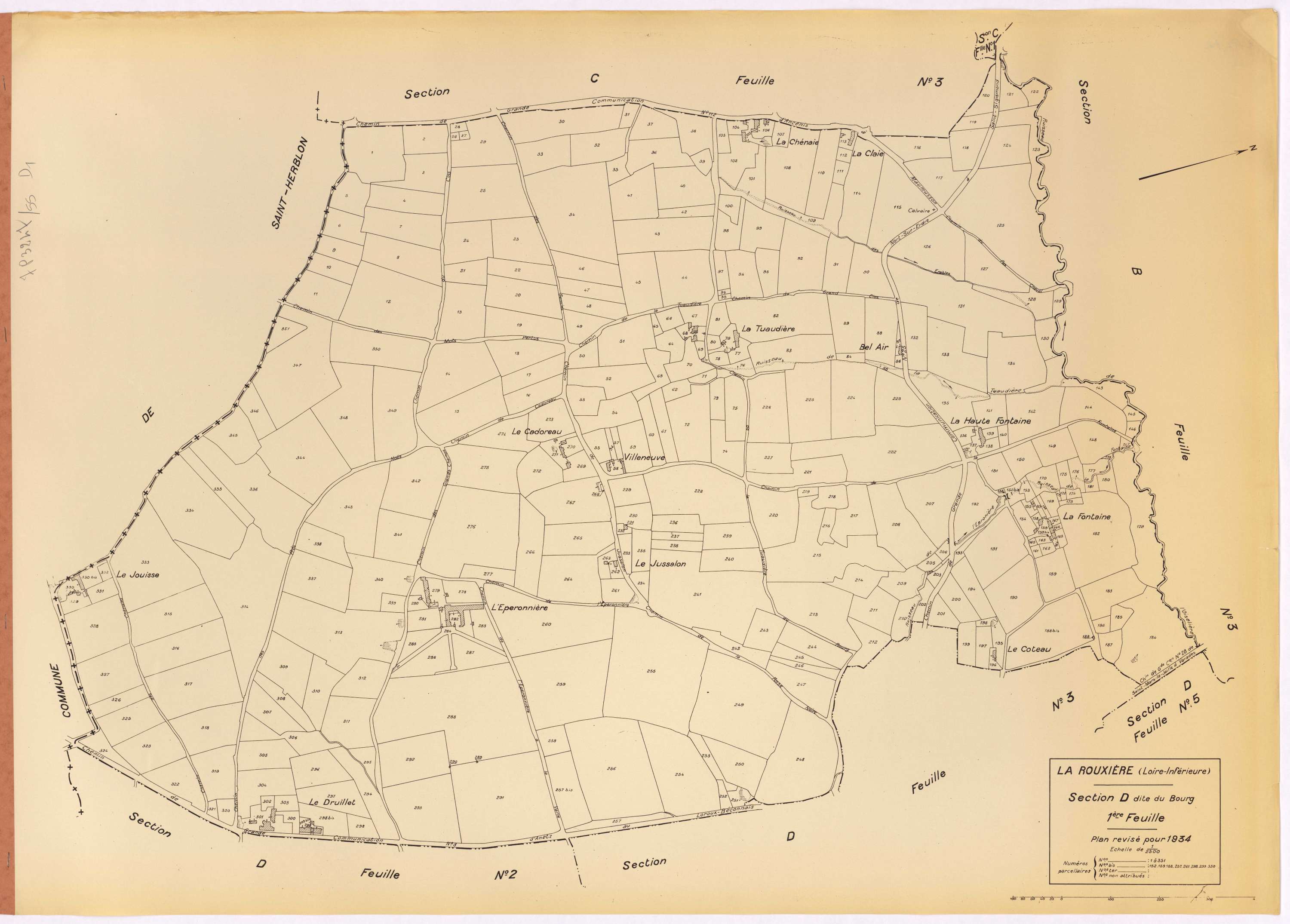La Rouxière - Section D1 Bourg (section du) ; 1-351
