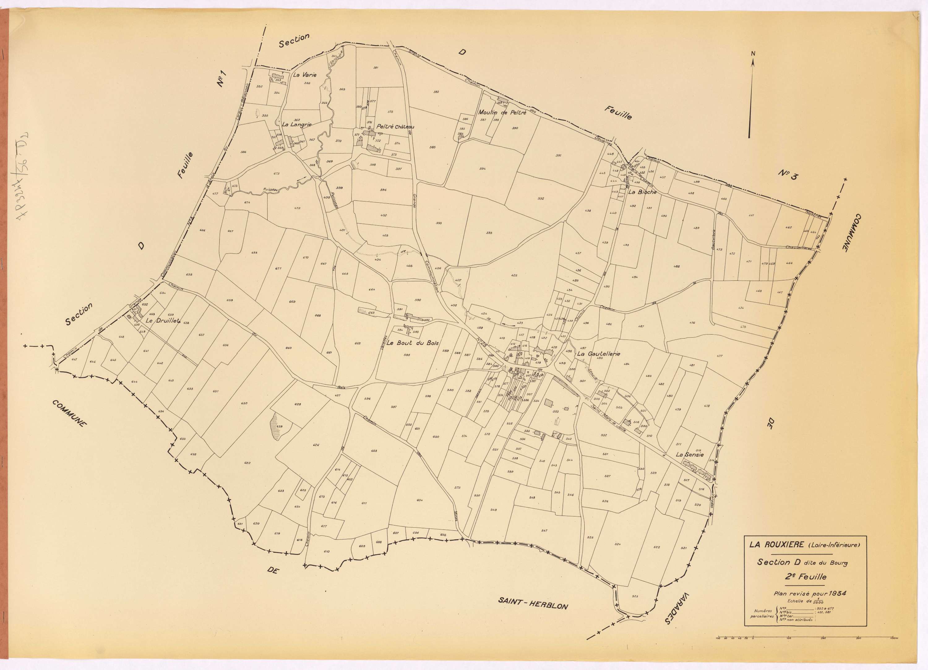 La Rouxière - Section D2 Bourg (section du) ; 352-677