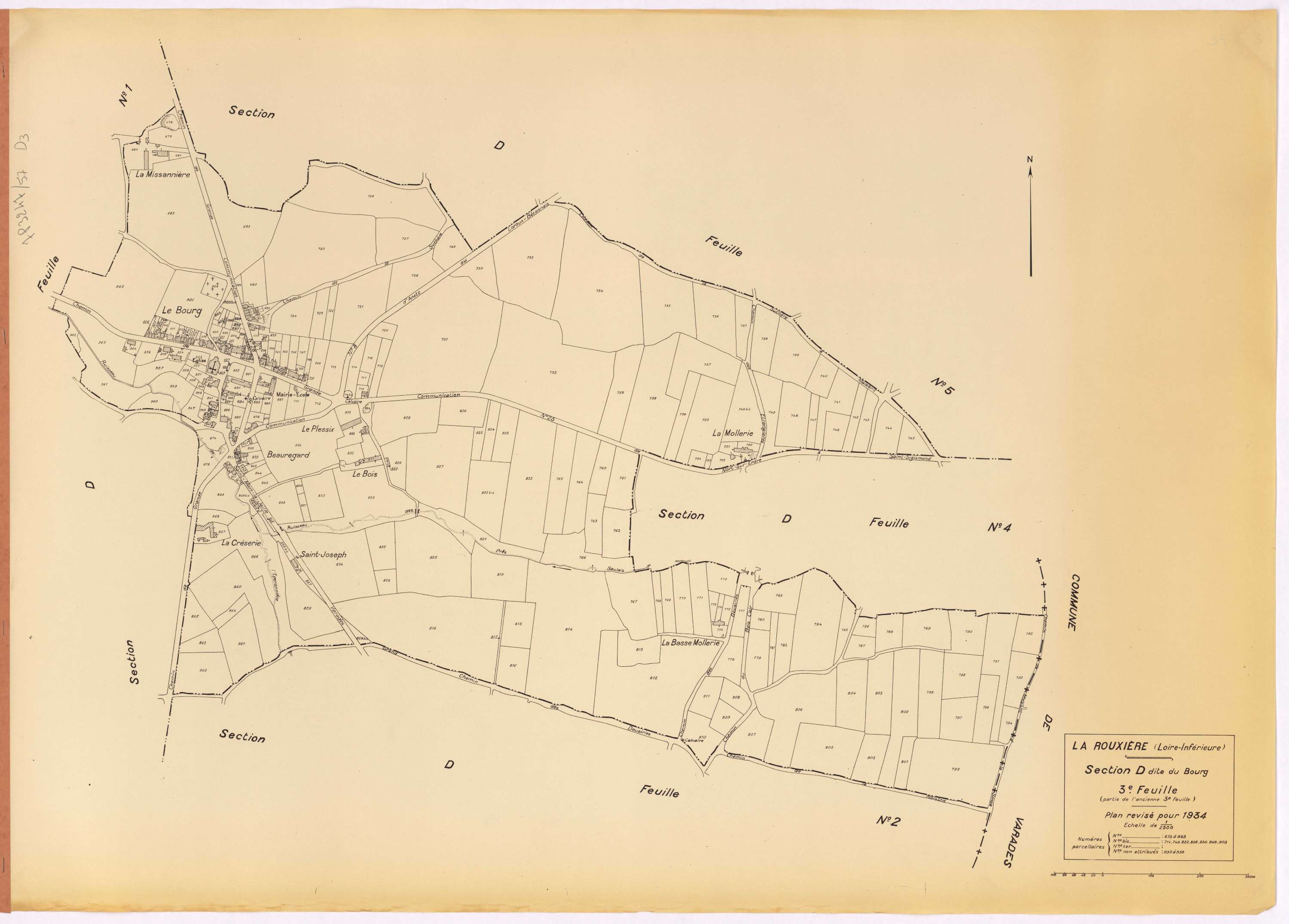 La Rouxière - Section D3 Bourg (section du) ; 678-965