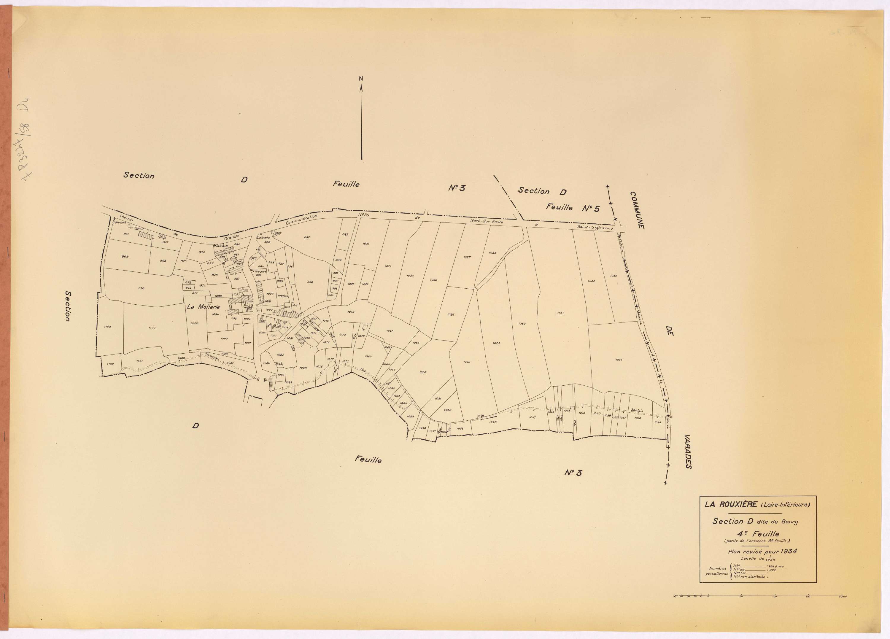 La Rouxière - Section D4 Bourg (section du) ; 966-1103
