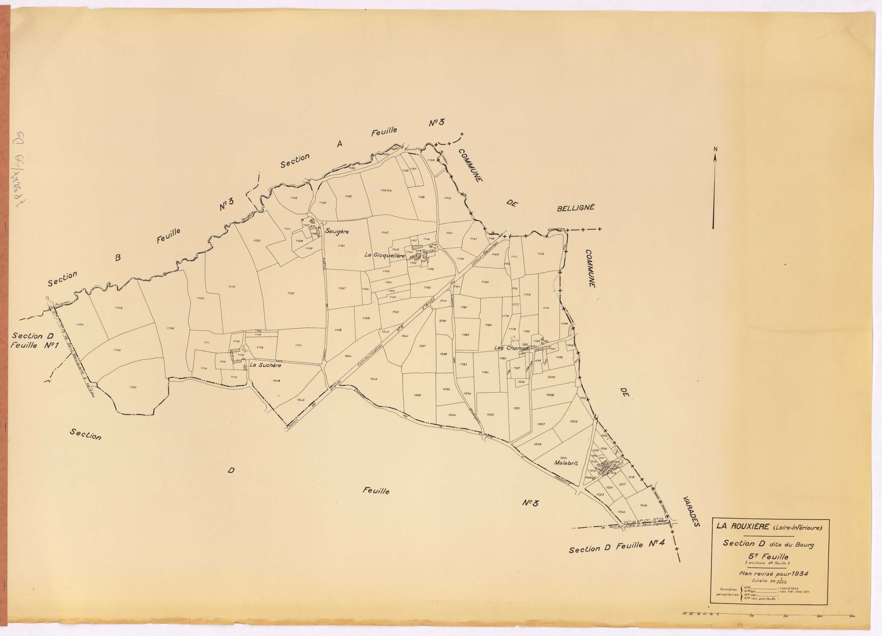 La Rouxière - Section D5 Bourg (section du) ; 1104-1246