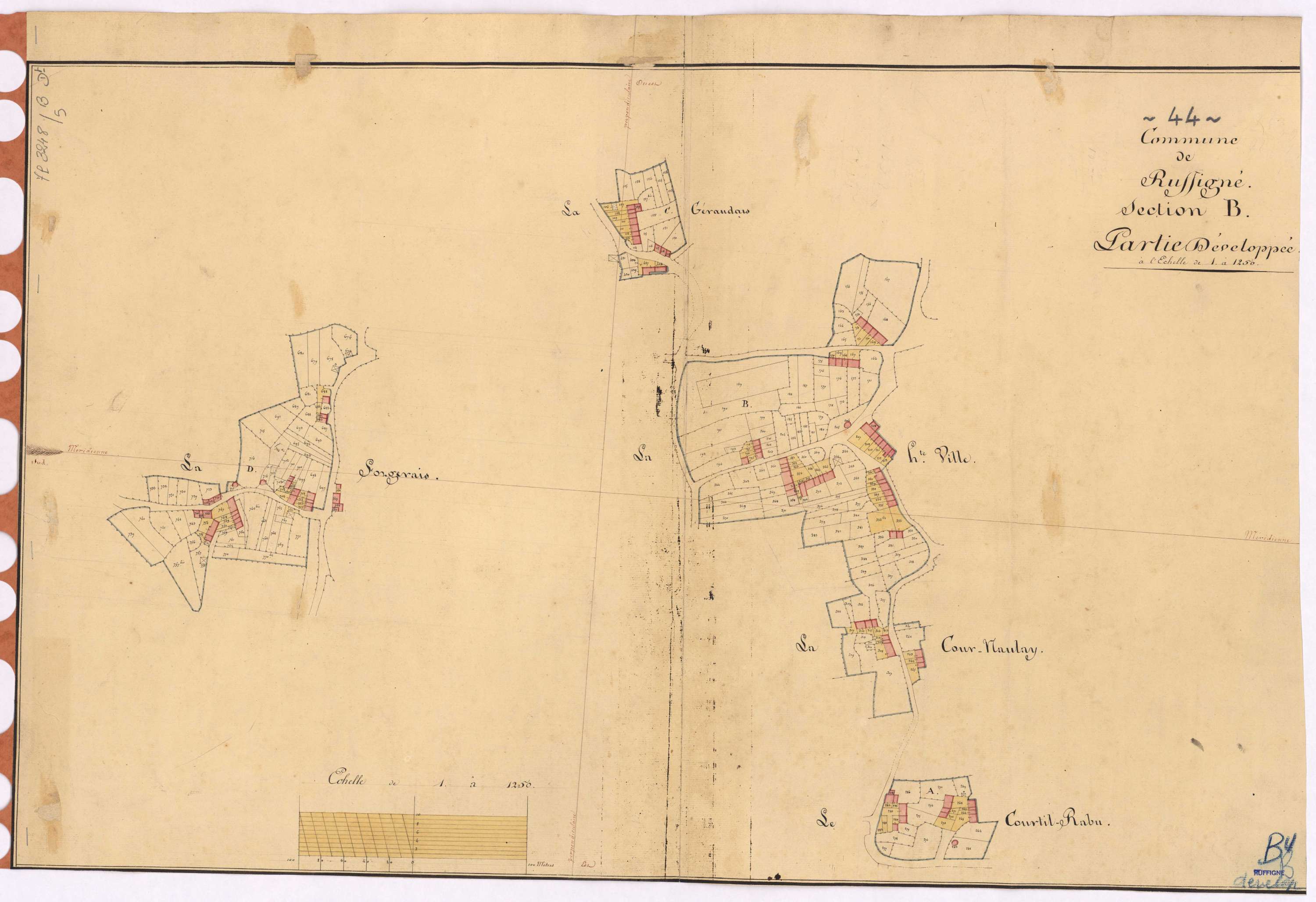 Ruffigné - Section B (développement) Haute Ville (section de La) ; développement des polygônes A à D