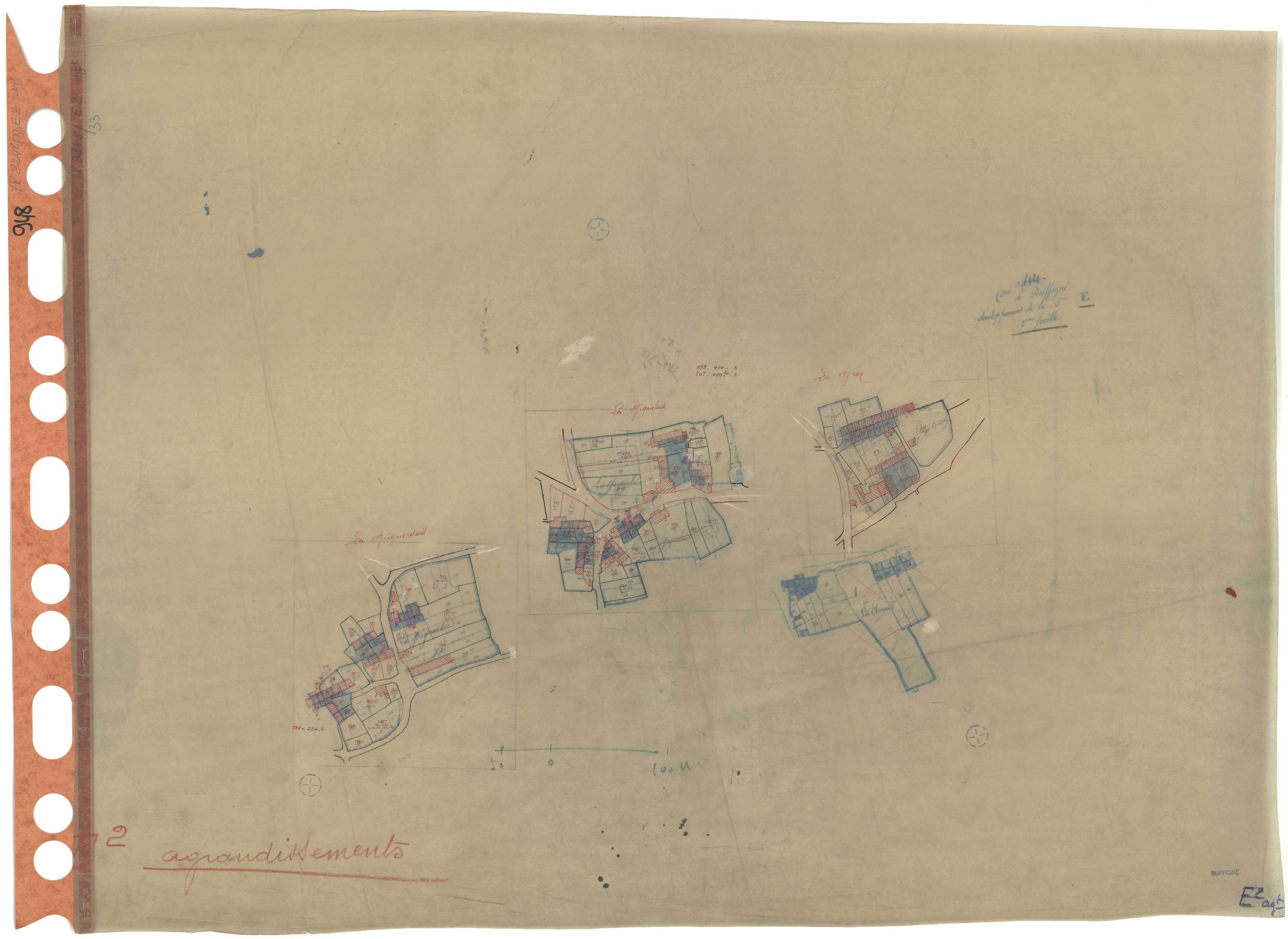 Ruffigné - Section E2 (développement) Tressais (section de La) . 419-967 . développement des villages de La Grignordais, de La Giquelais et de La Grez