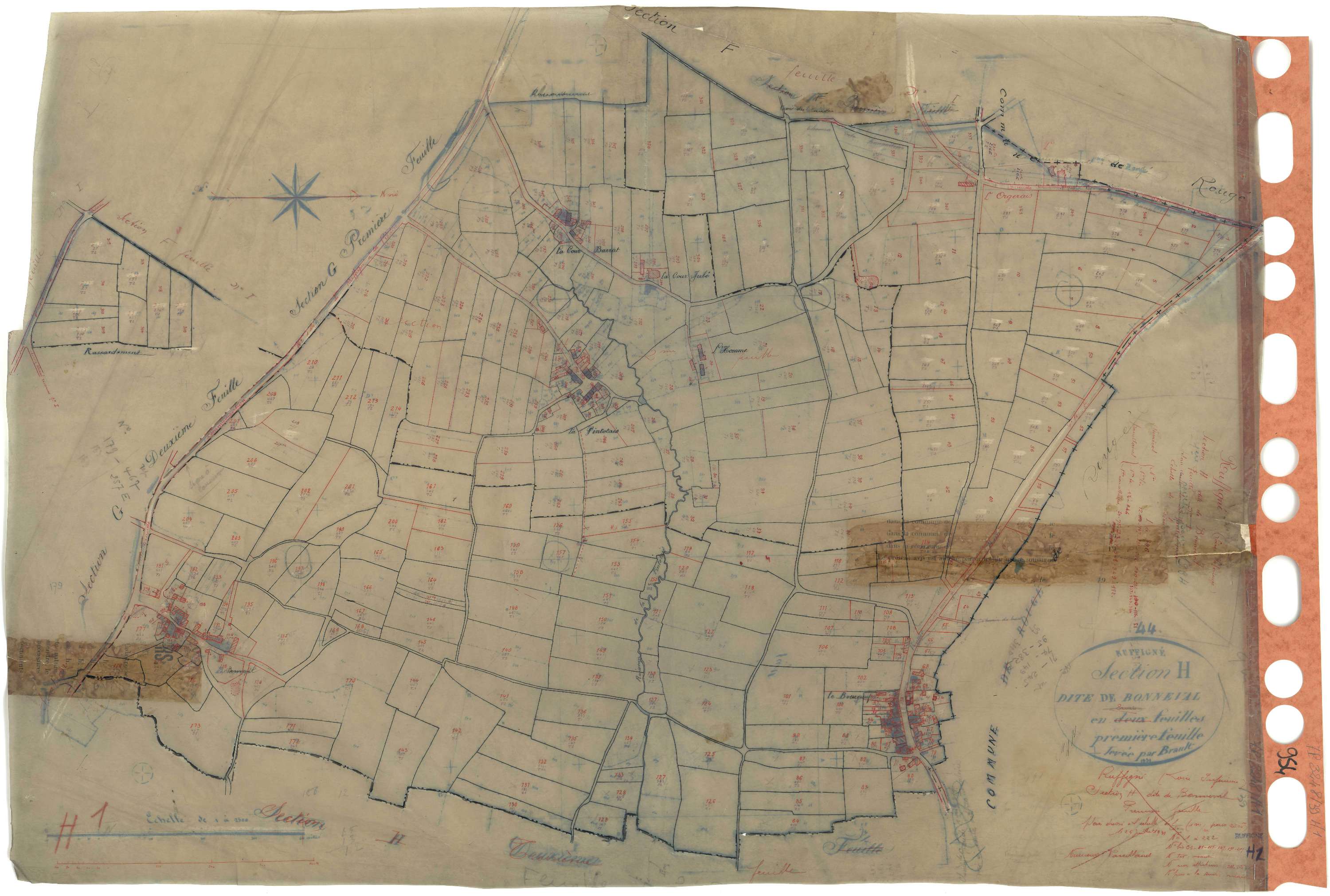 Ruffigné - Section H1 Bonneval (section de) . 1-222