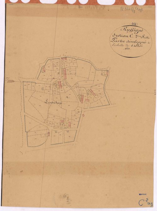 Ruffigné - Section C2 (développement) Entrehaie (section de l') ; développement du village de l'Entrehaie
