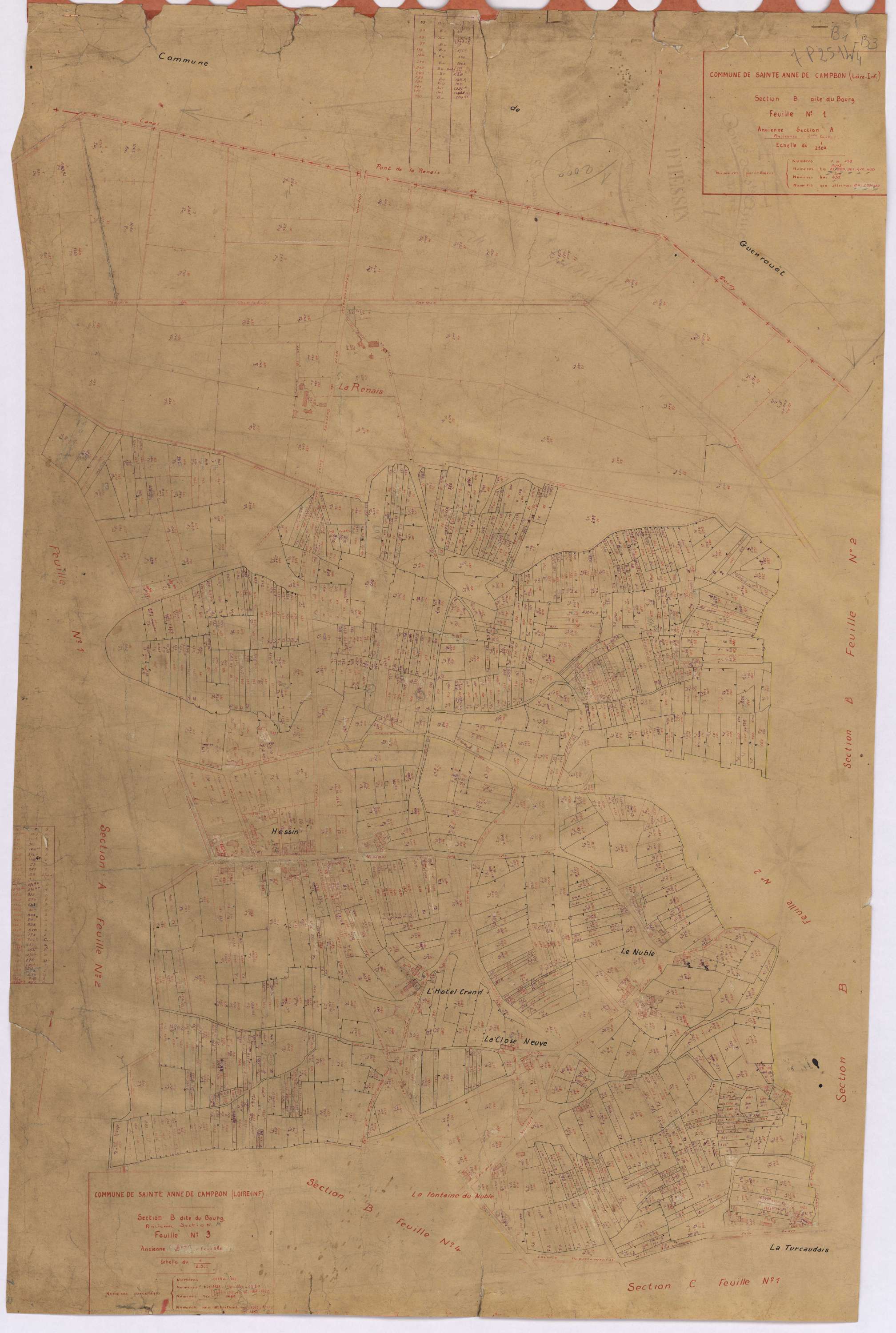 Sainte-Anne-sur-Brivet - Section B1 B3 Bourg (section du) ; 1-490 ; 1119-1662