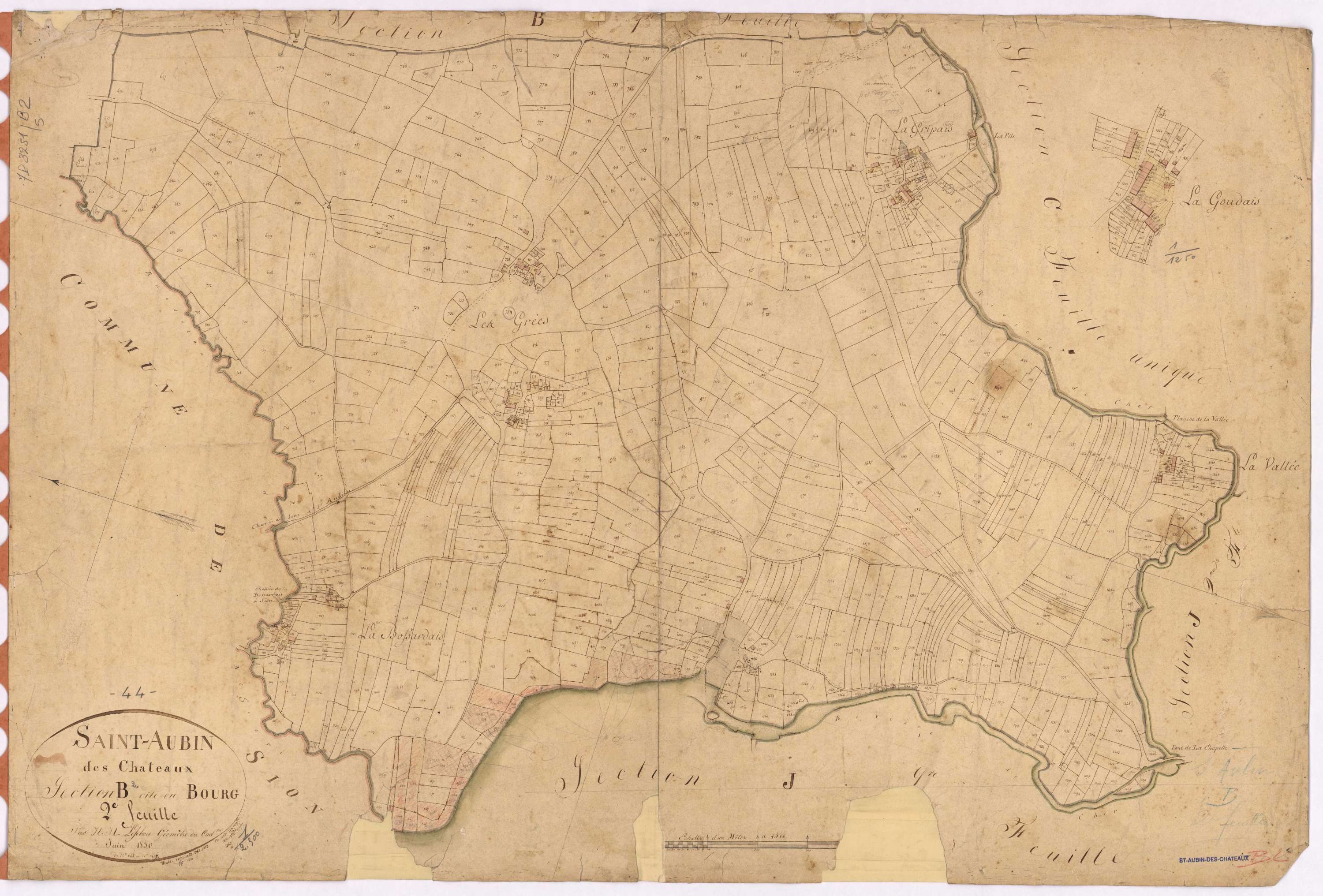Saint-Aubin-des-Châteaux - Section B2 Bourg (section du) ; 668-1607
