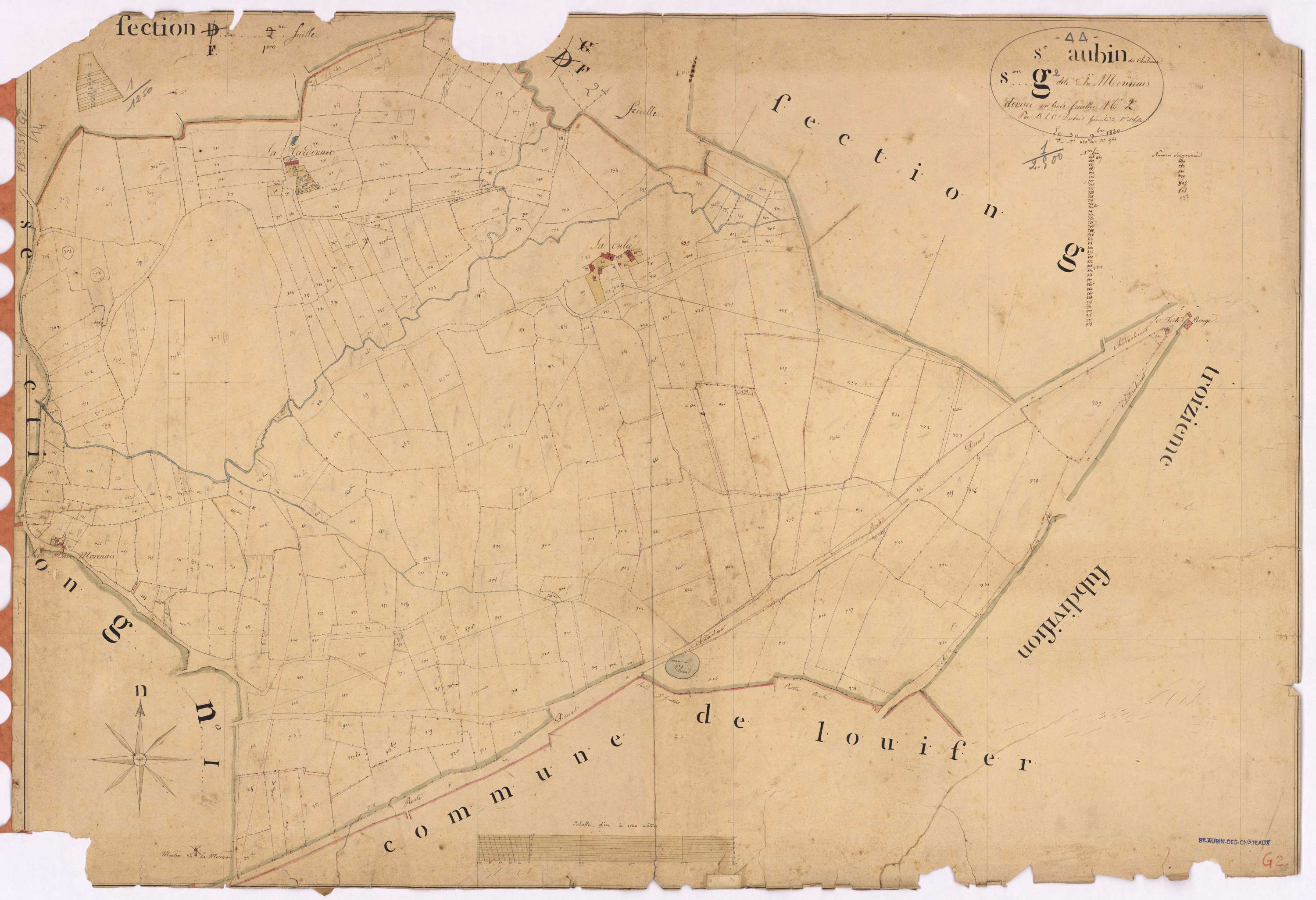 Saint-Aubin-des-Châteaux - Section G2 Morinais (section de La) ; 654-941