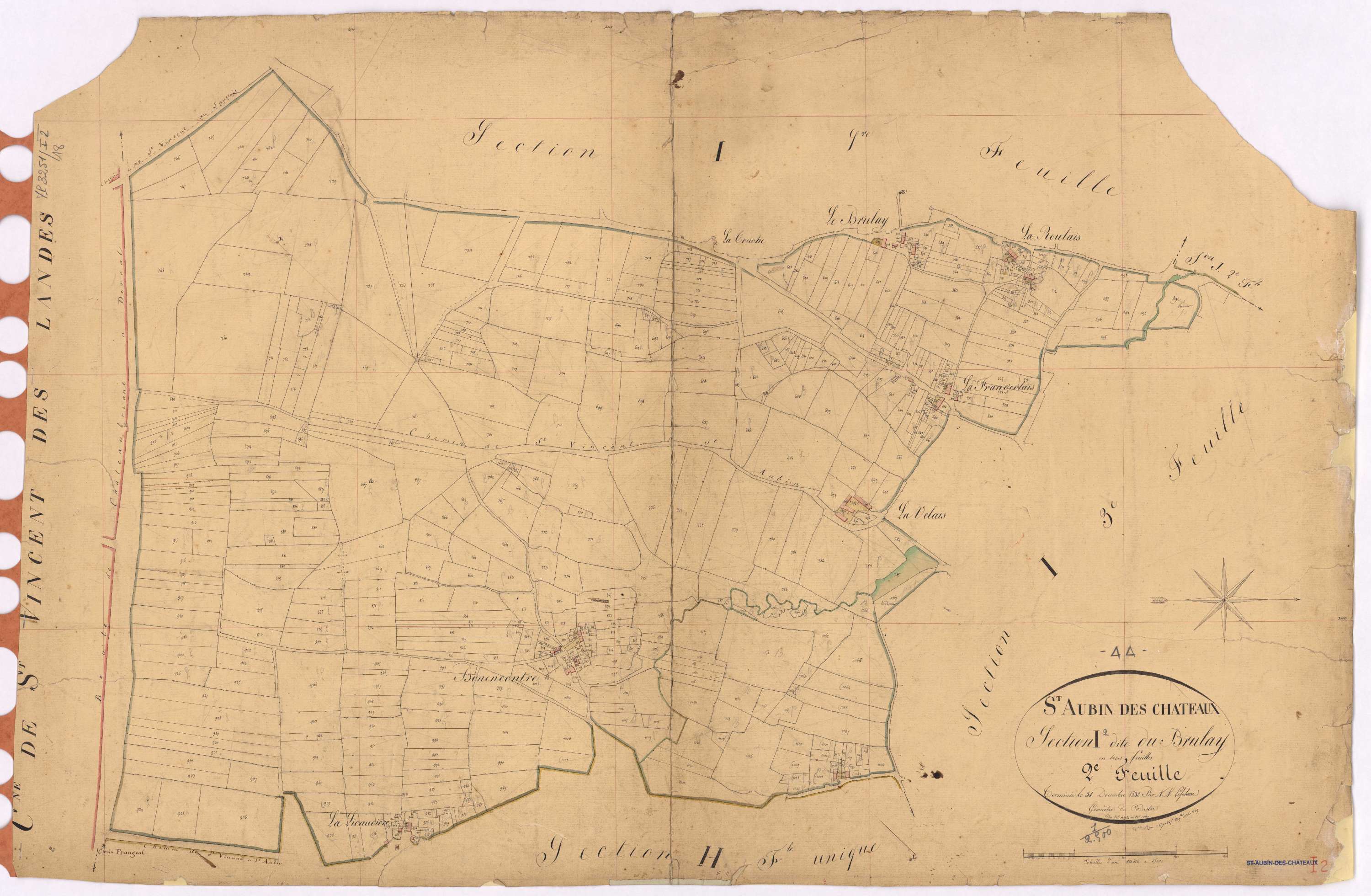 Saint-Aubin-des-Châteaux - Section I2 Brulais (section du) ; 492-1067